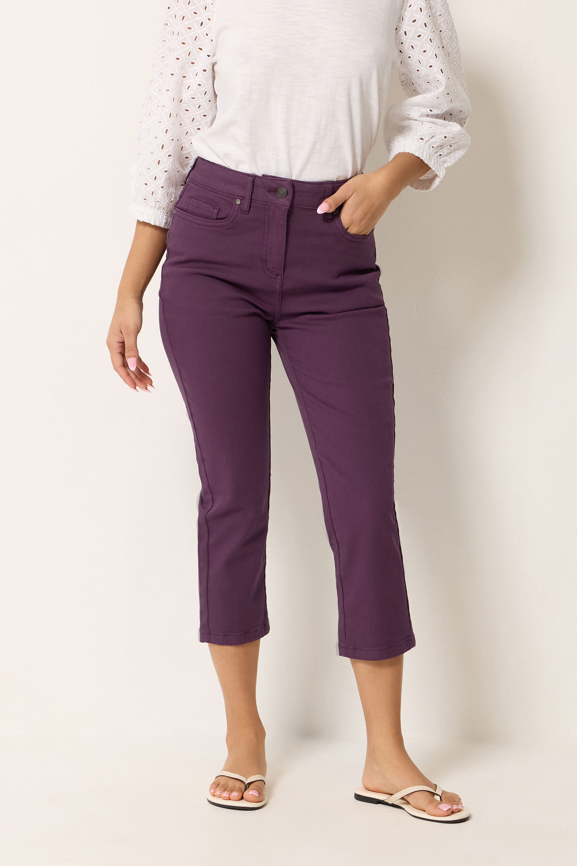 M&Co Petite Berry Purple Ankle Grazer Jeans | M&Co 1
