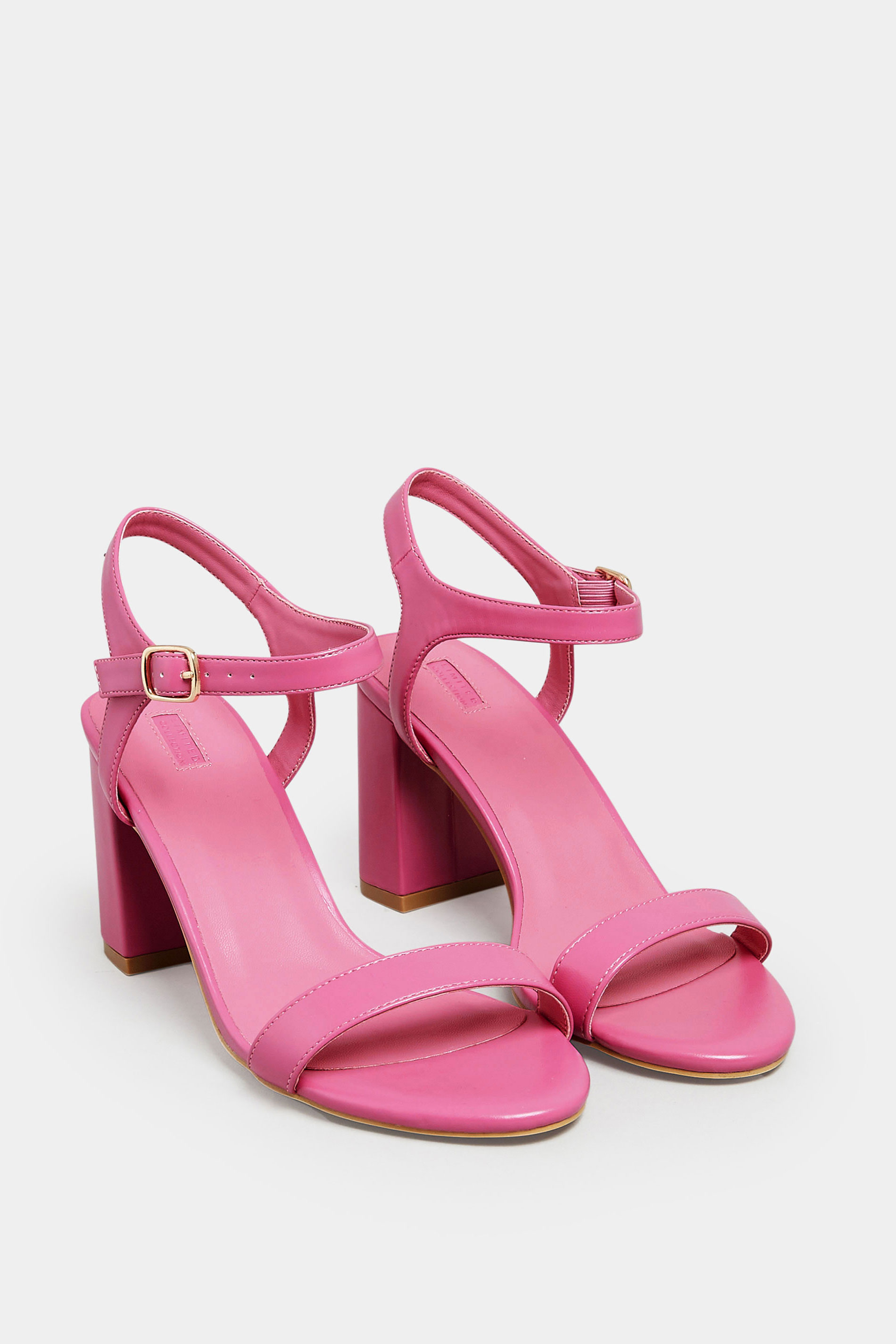 LIMITED COLLECTION Pink Block Heel Sandal In Wide E Fit & Extra Wide Fit | Yours Clothing 2