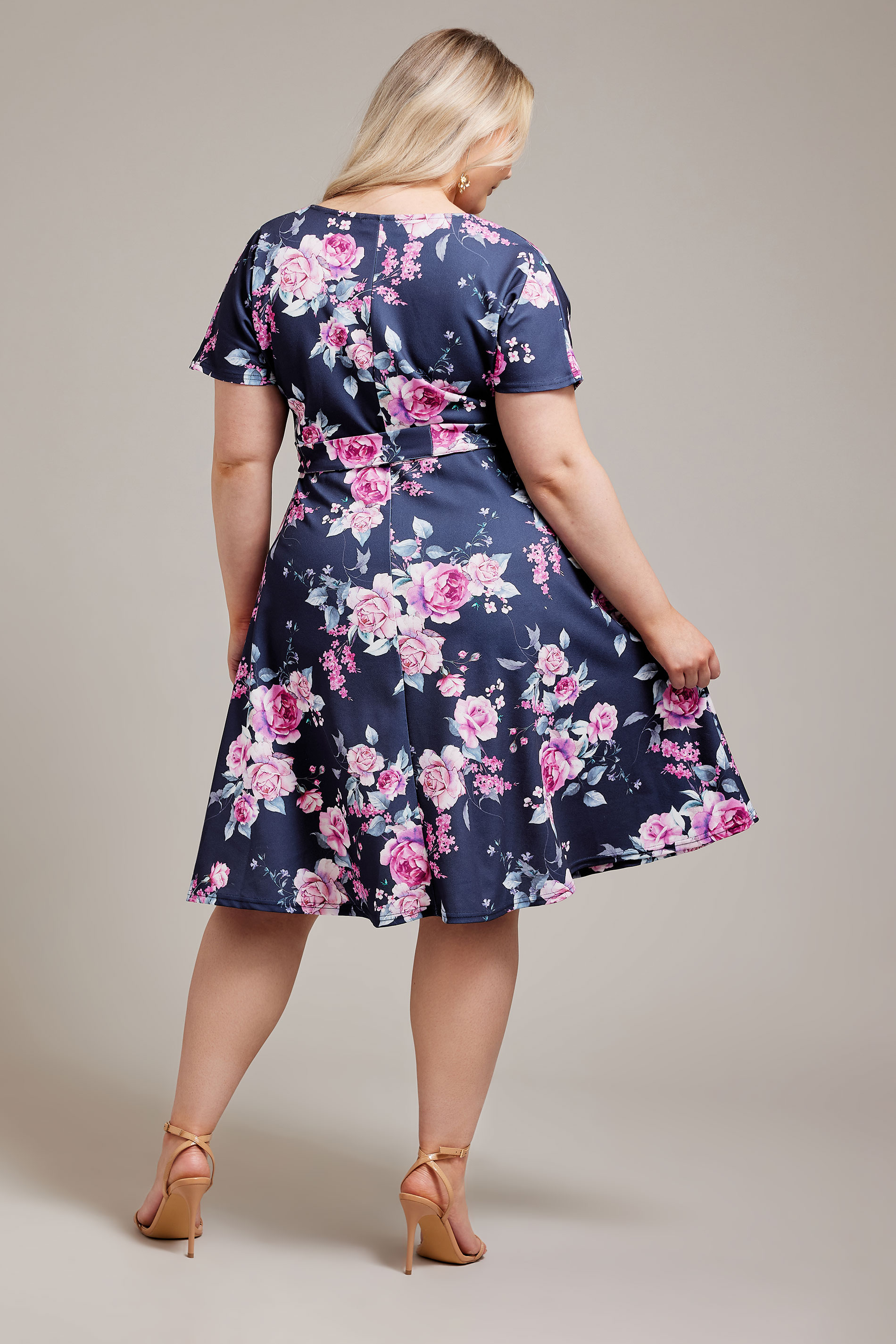 YOURS LONDON Plus Size Navy Blue Floral Wrap Dress | Yours Clothing 3