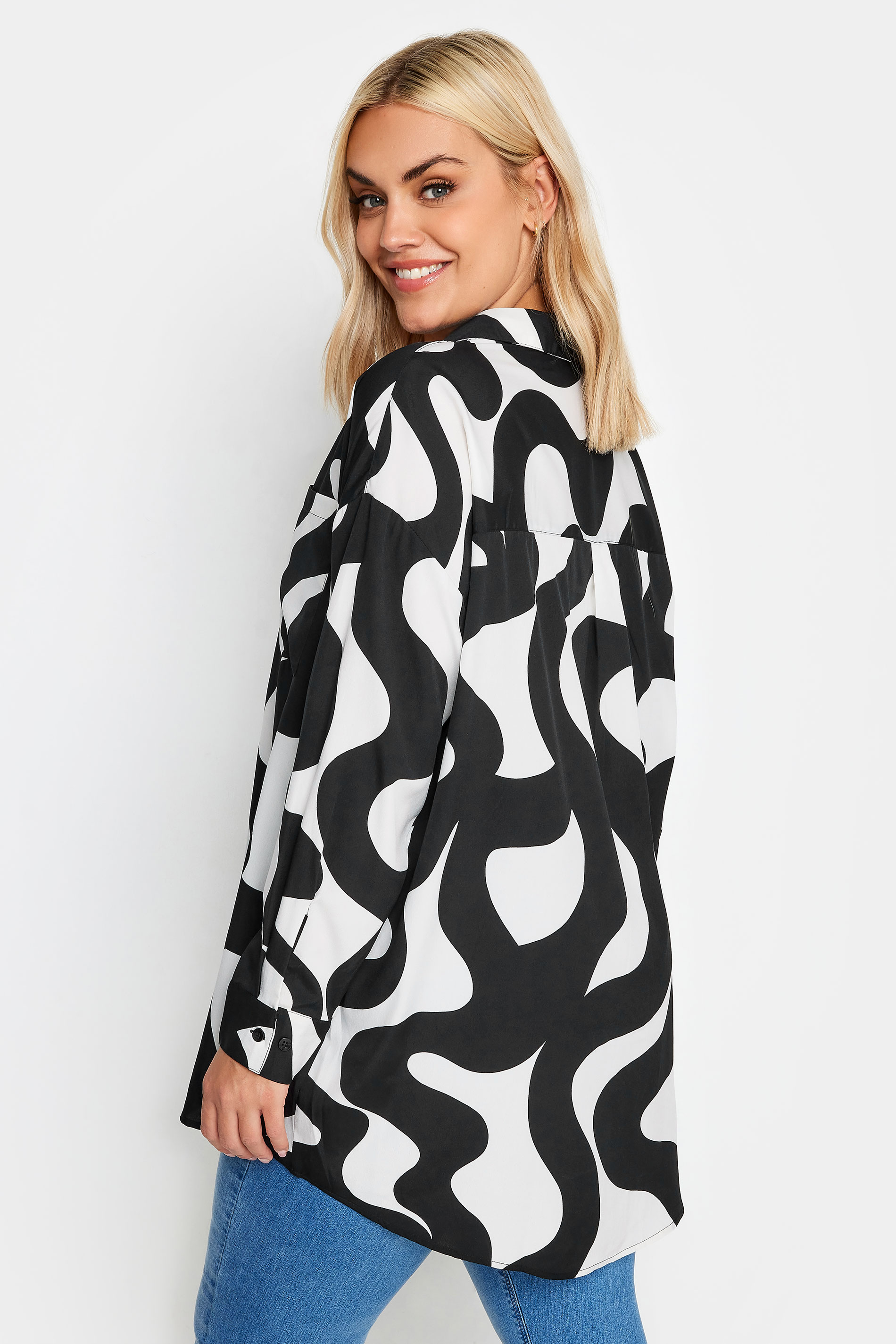 YOURS Plus Size Black Swirl Print Shirt  | Yours Clothing 3