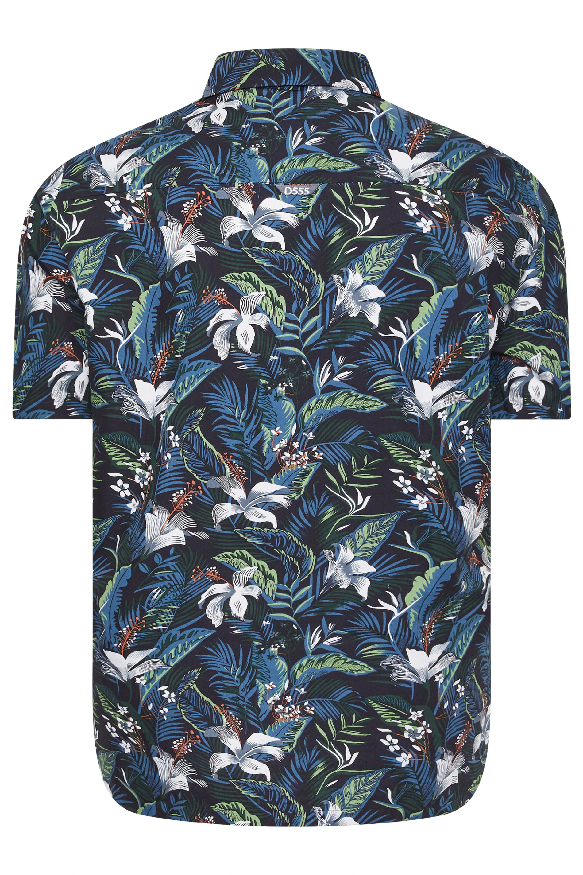 D555 Big & Tall Blue Hawaiian Short Sleeve Shirt | BadRhino 4