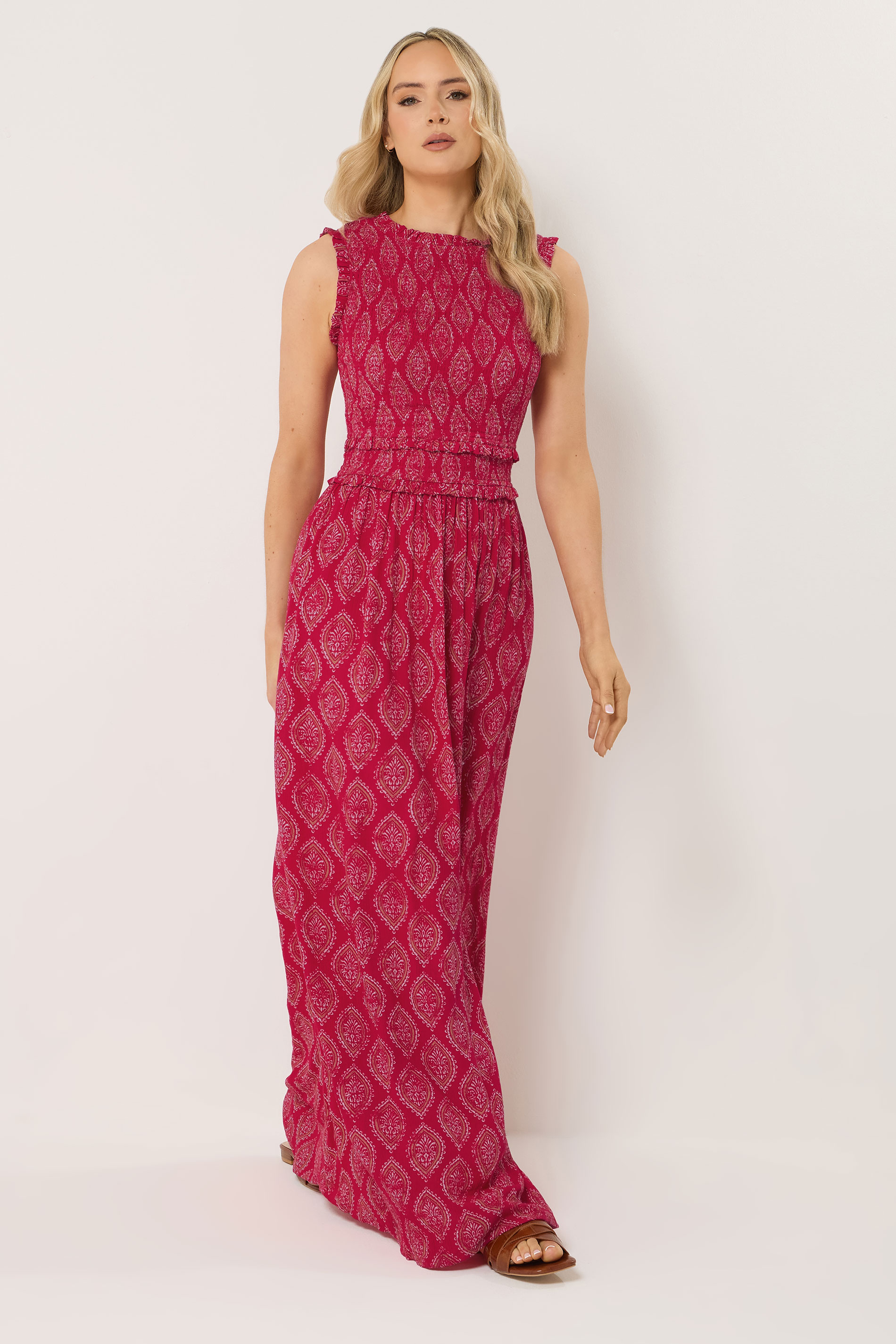 LTS Tall Women's Pink Paisley Shirred Maxi Dress | Long Tall Sally 2