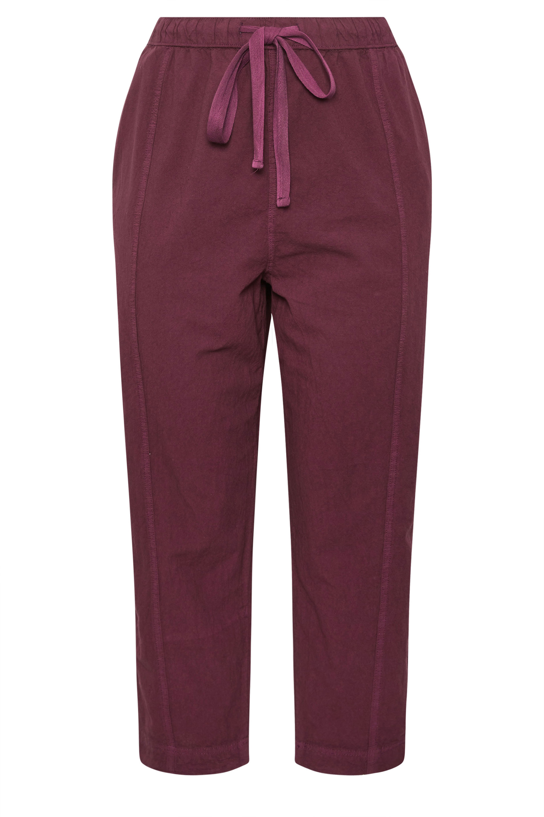 YOURS Plus Size Burgundy Red Cool Cotton Barrel Leg Denim Trousers | Yours Clothing 5