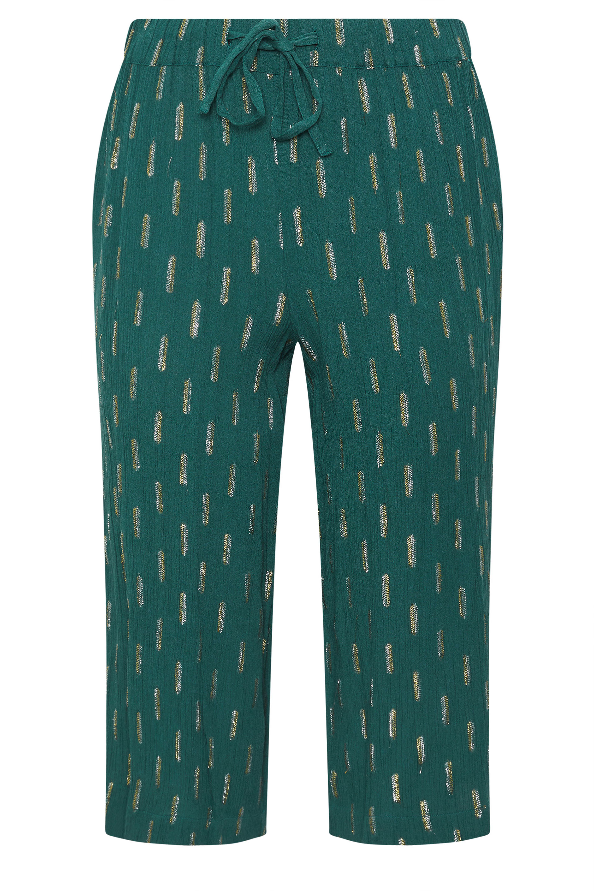 M&Co Petite Teal Green Foil Detail Cropped Trousers | M&Co 6