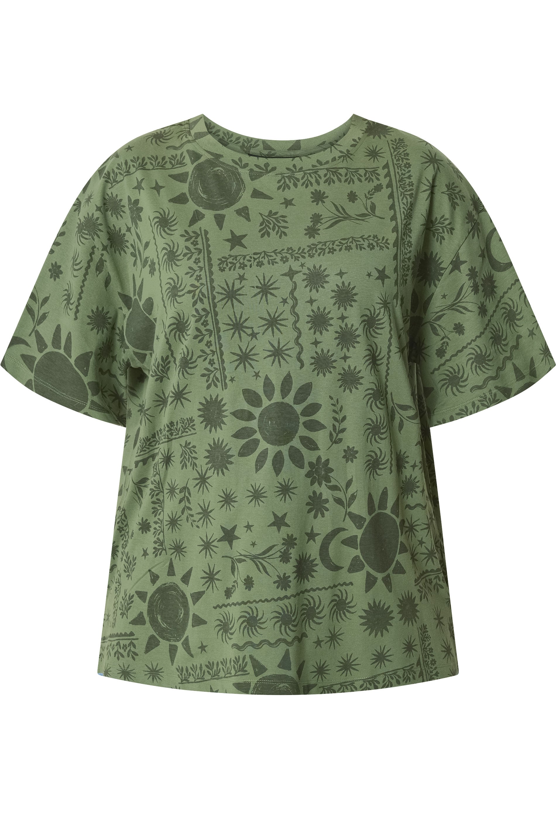 YOURS Plus Size Green Summer Print Boxy T-Shirt | Yours Clothing 5