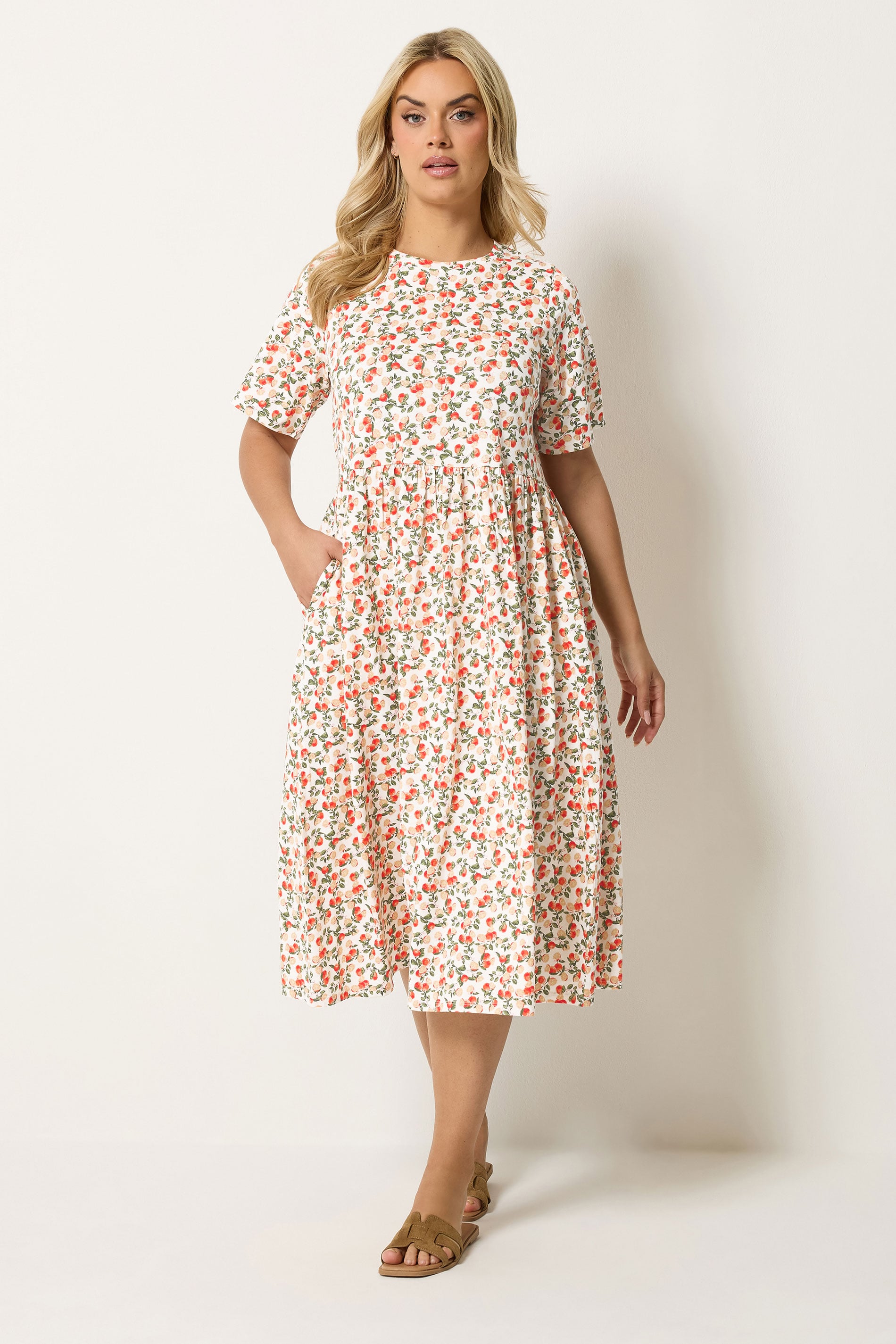 YOURS Plus Size White Orange Throw on Smock Dress | Yours Clothing 3