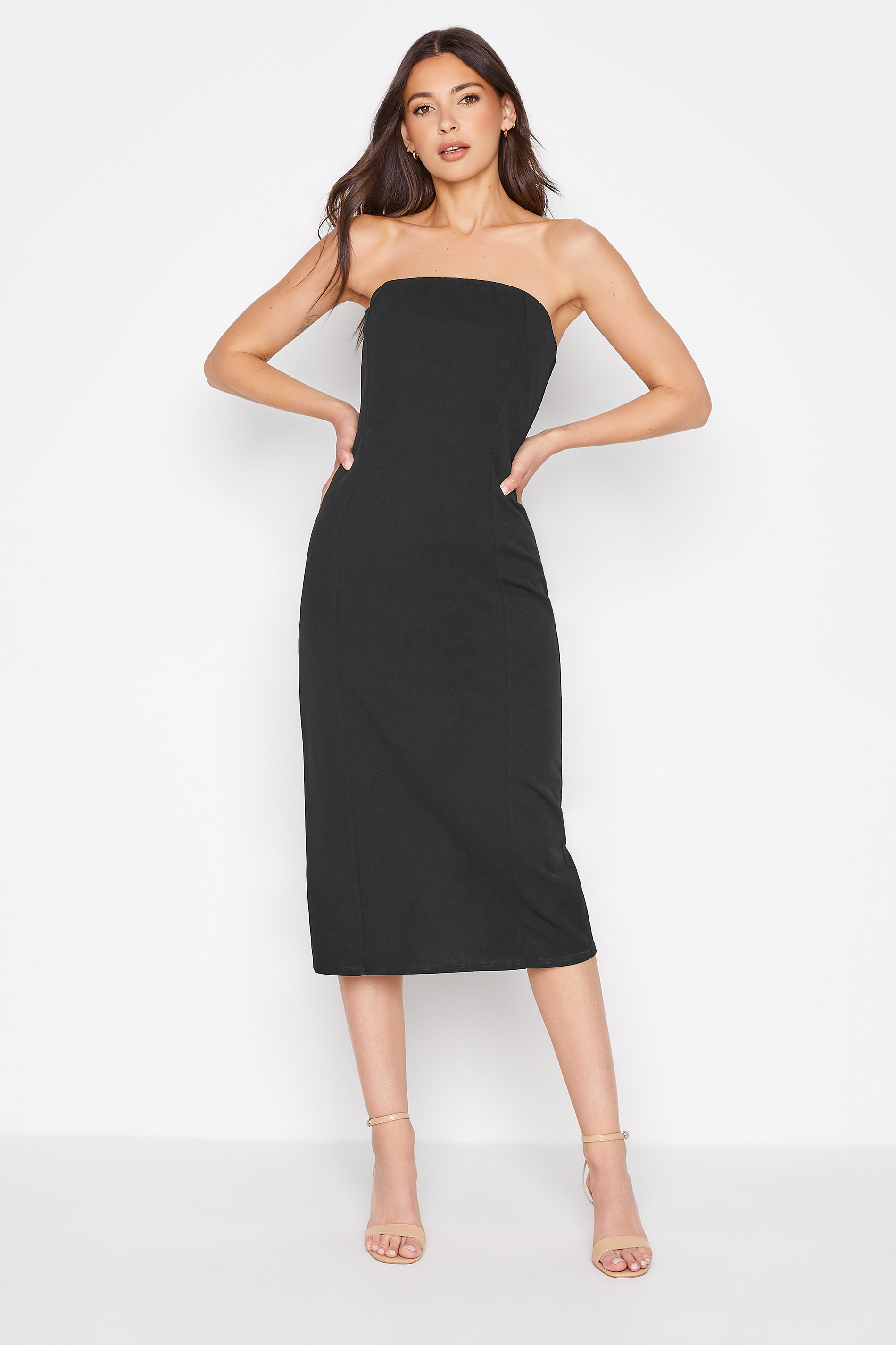 LTS Tall Women's Black Bandeau Midi Dress | Long Tall Sally 1
