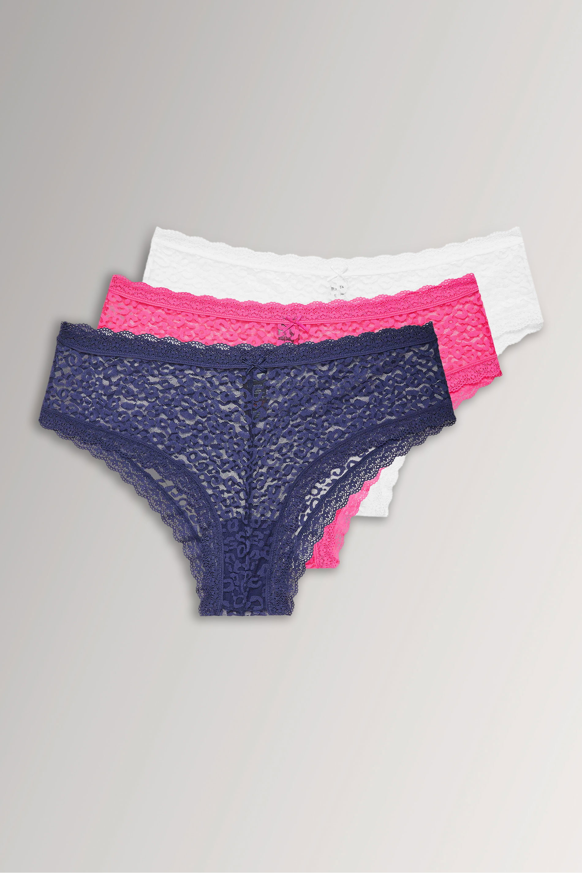 YOURSET Plus Size 3 PACK Navy Blue & Pink Leopard Print Brazilian