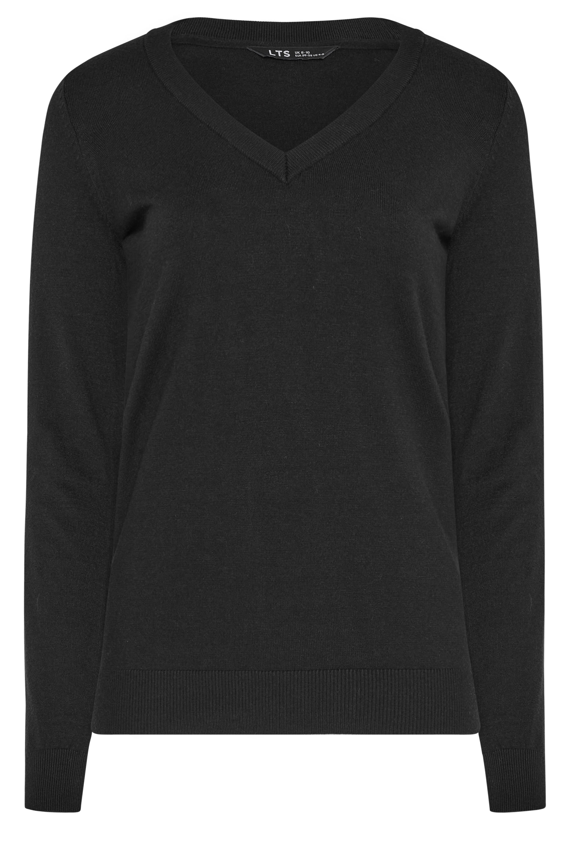 LTS Tall Black Knit V-Neck Jumper | Long Tall Sally 5