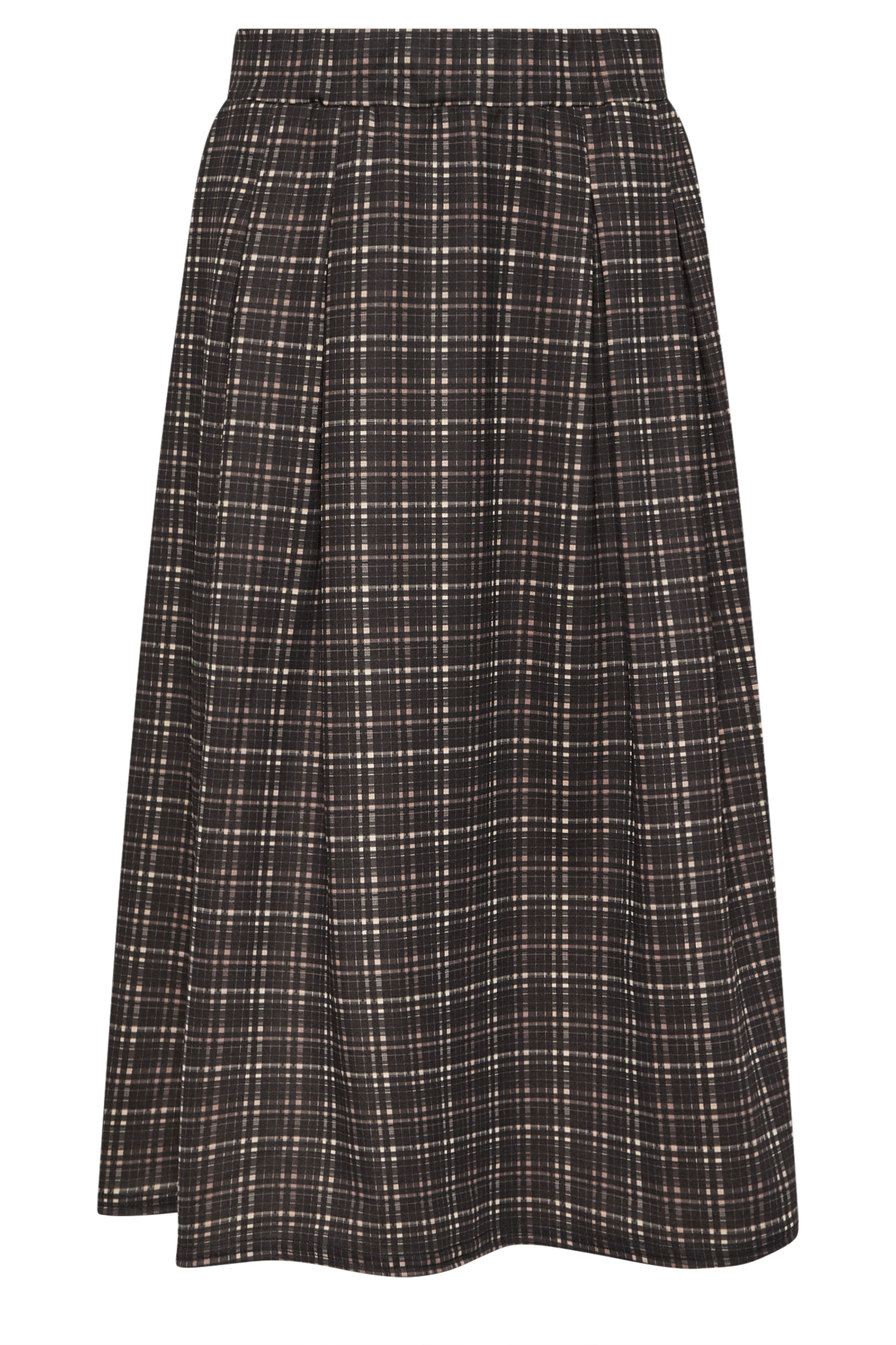 PixieGirl Petite Women's Chocolate Brown Check Midi Skirt | PixieGirl 5