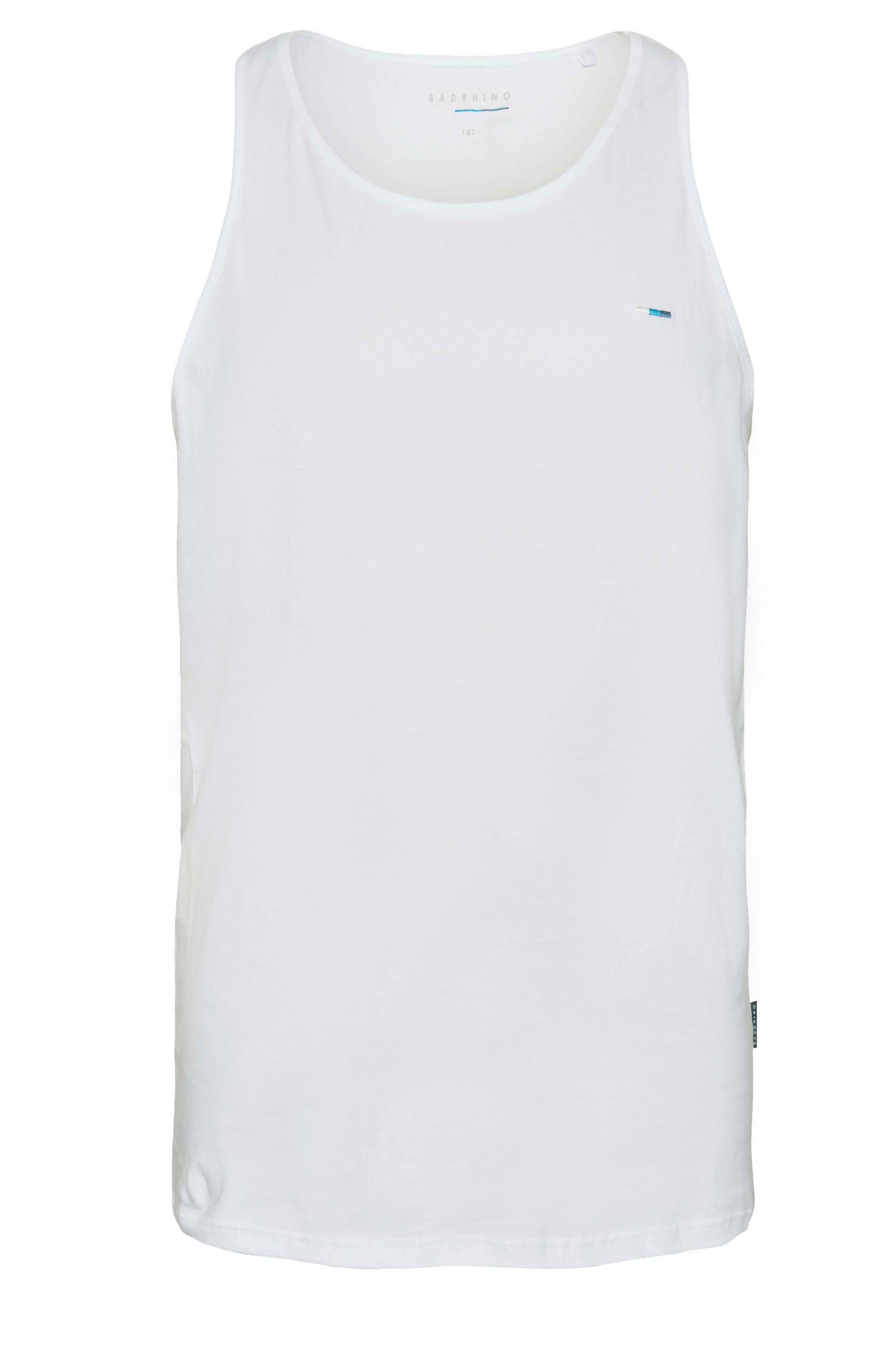 BadRhino Big & Tall 5 Pack Grey/Green/White/Navy/Black Extra Long Plain Vest Top | BadRhino 12