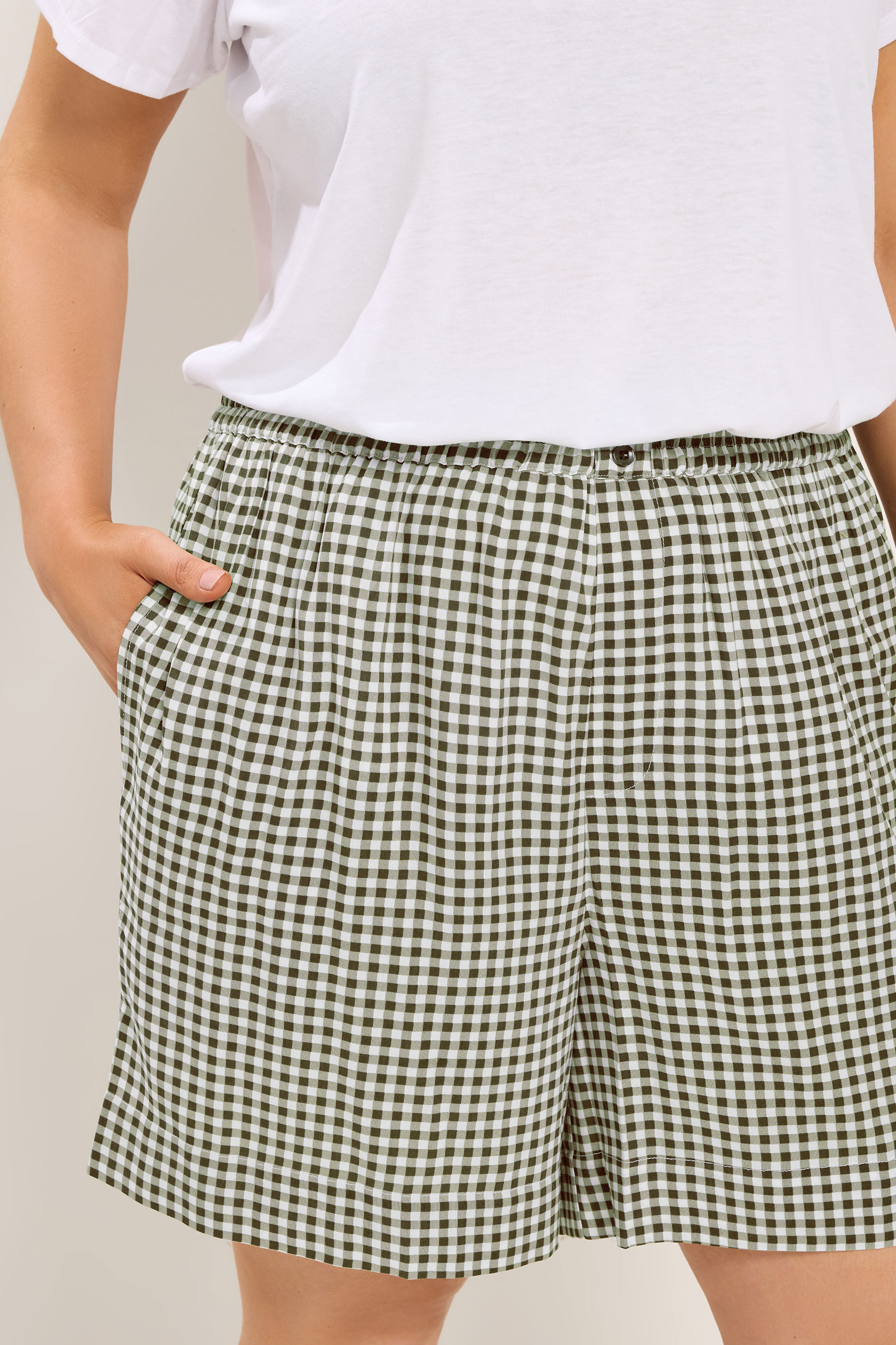 YOURS Plus Size Brown Gingham Shorts | Yours Clothing 4
