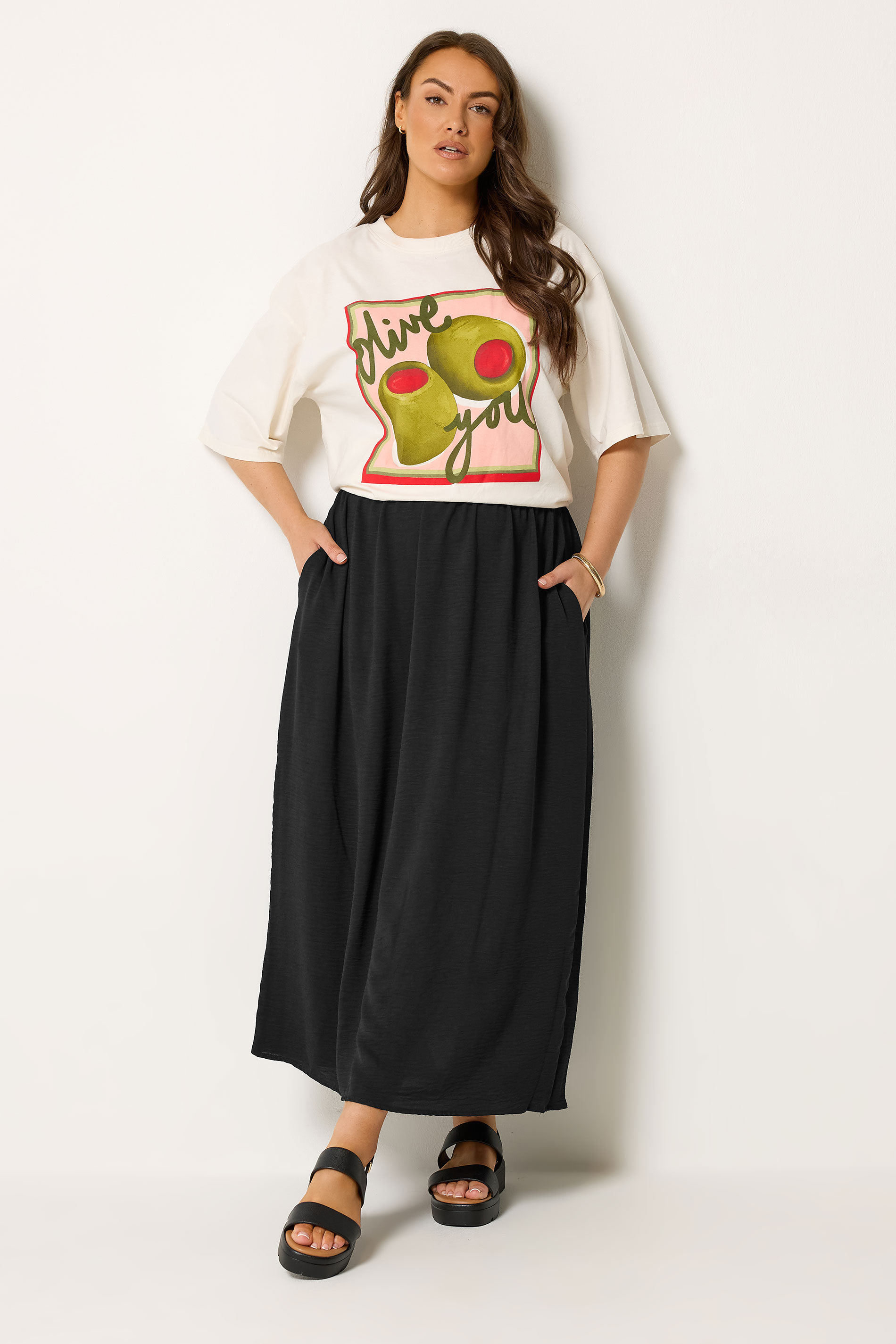 YOURS Plus Size Black Midi Skirt | Yours Clothing 1