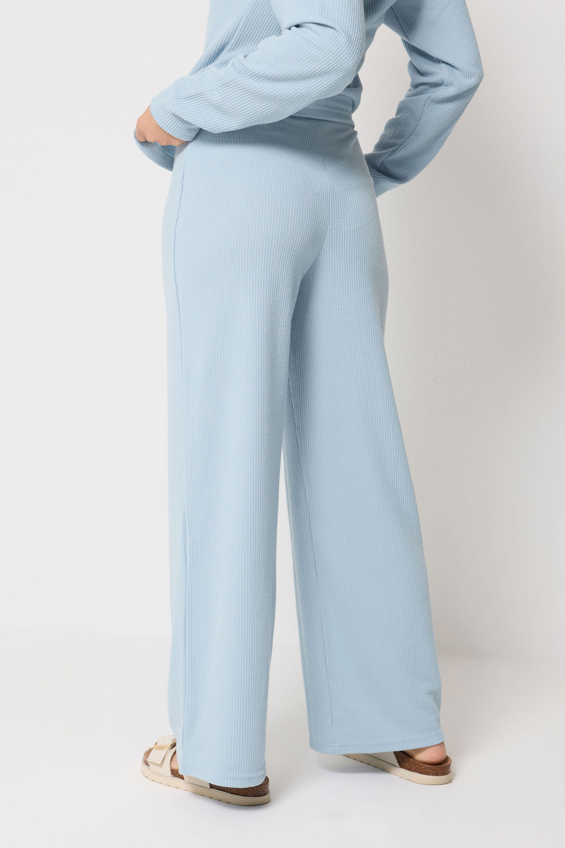 PixieGirl Petite Women's Set Light Blue Ribbed Top & Trousers | PixieGirl 7