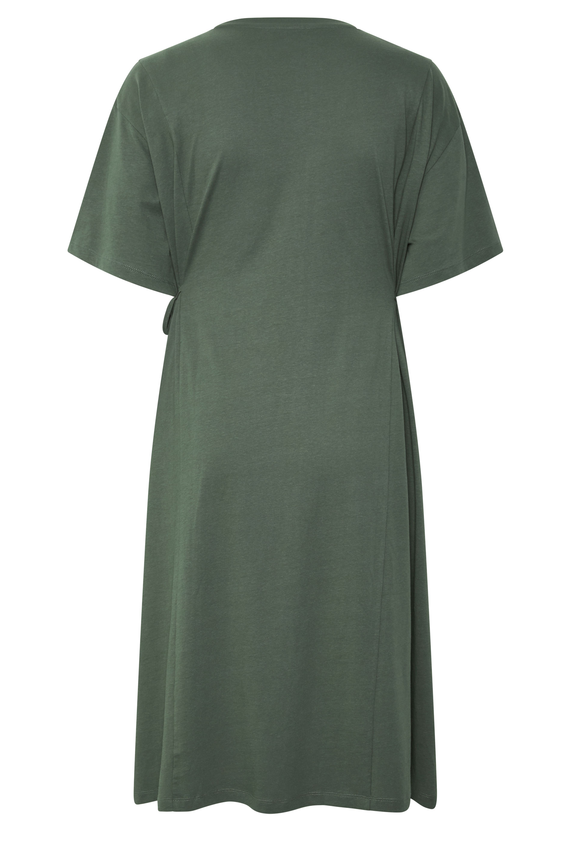 YOURS Plus Size Khaki Green Front Tie Midi Dress | Yours Clothing 2