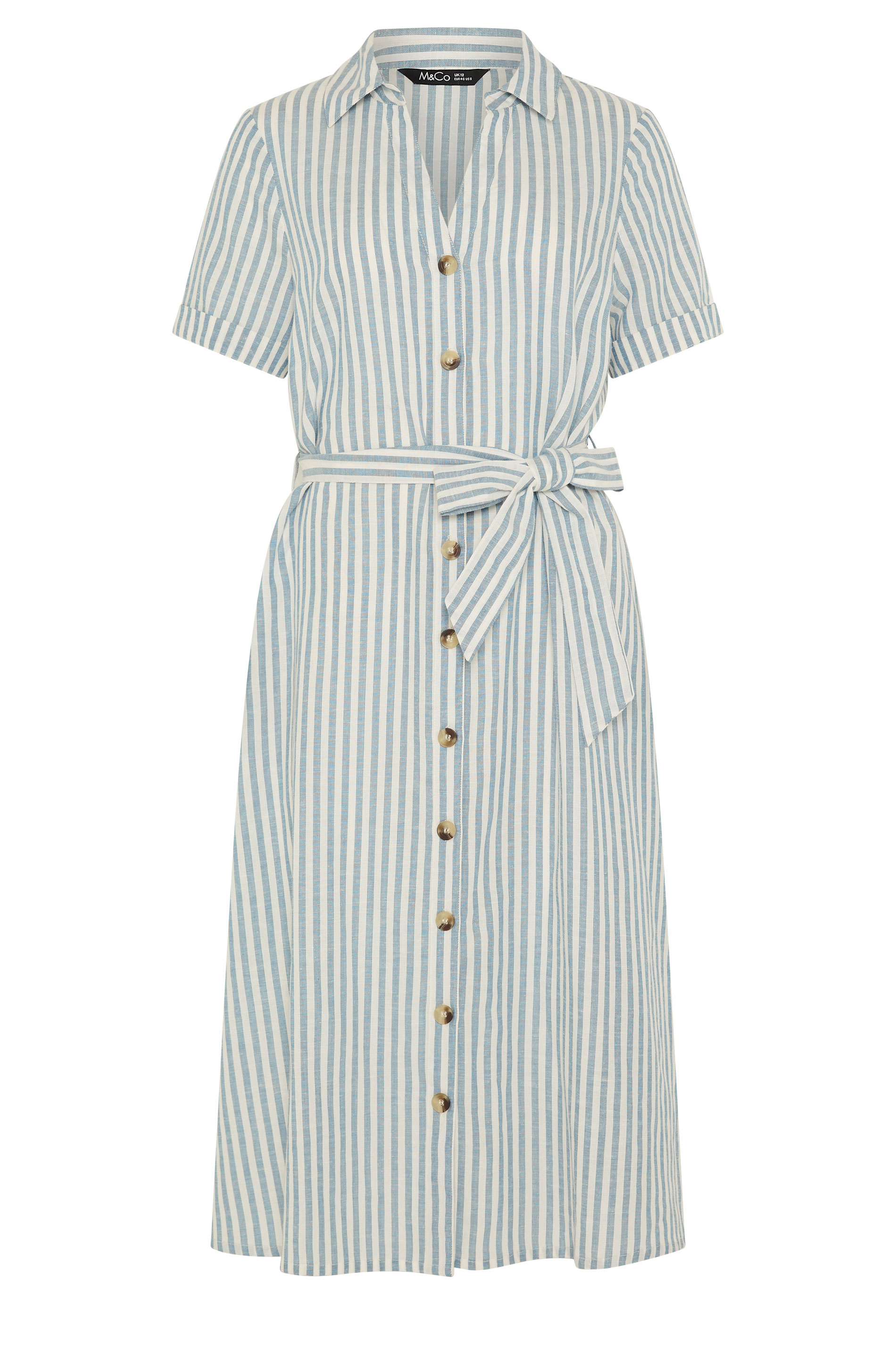 M&Co Petite Blue Stripe Shirt Dress | M&Co 5