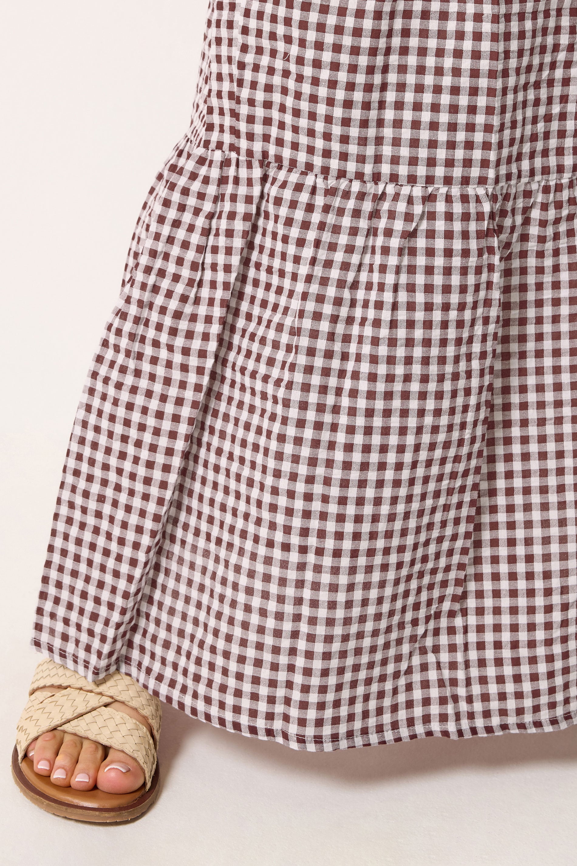 LTS Tall Women's Burgundy Red & White Gingham Cotton Maxi Skirt | Long Tall Sally 4