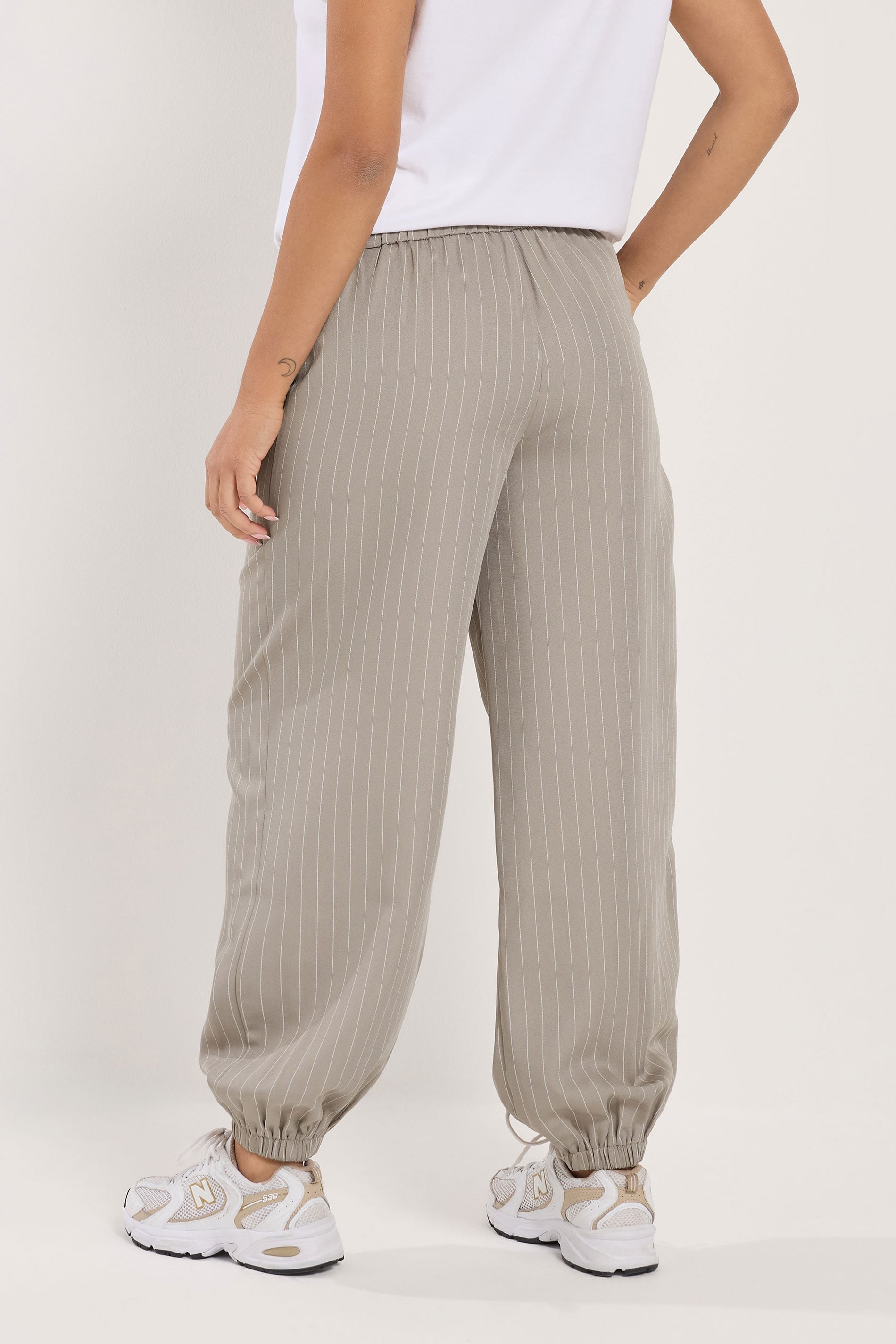 PixieGirl Petite Women's Grey Pinstripe Balloon Trousers | PixieGirl 2