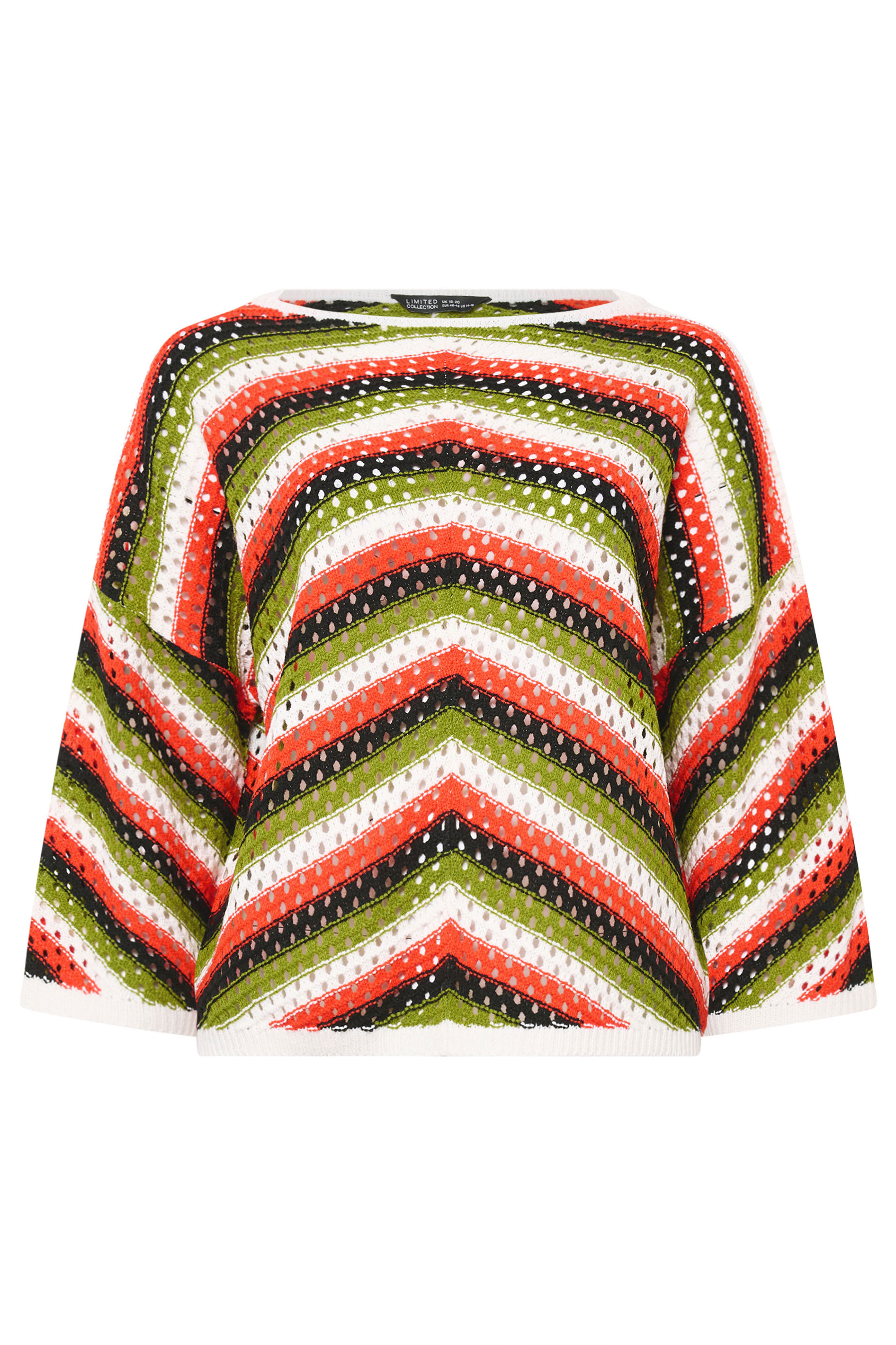 LIMITED COLLECTION Plus Size Ivory White & Green Crochet Top | Yours Clothing 5