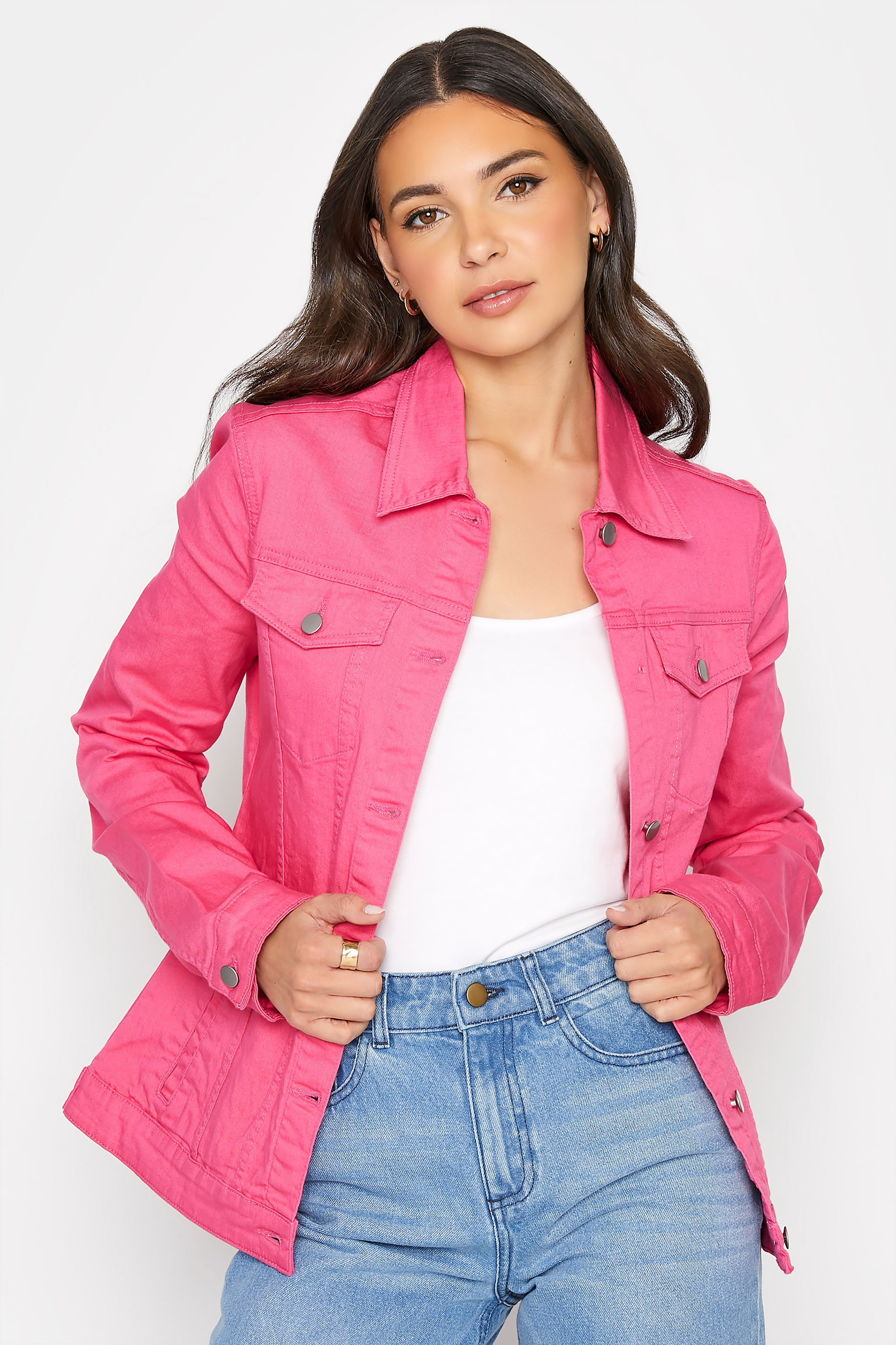 LTS Tall Women's Hot Pink Denim Jacket | Long Tall Sally 1