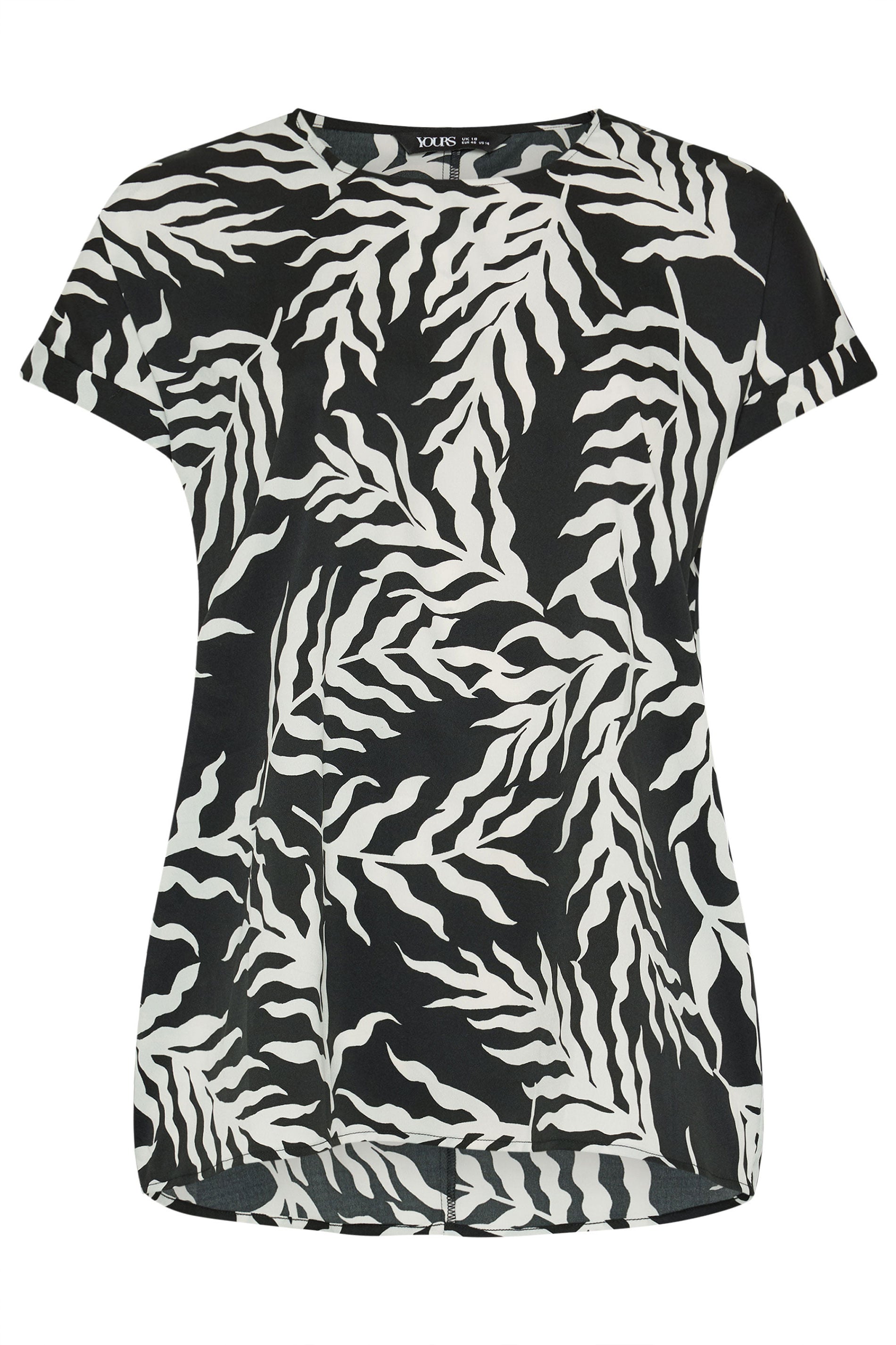 YOURS Plus Size Black Leaf Print Top | Yours Clothing 5