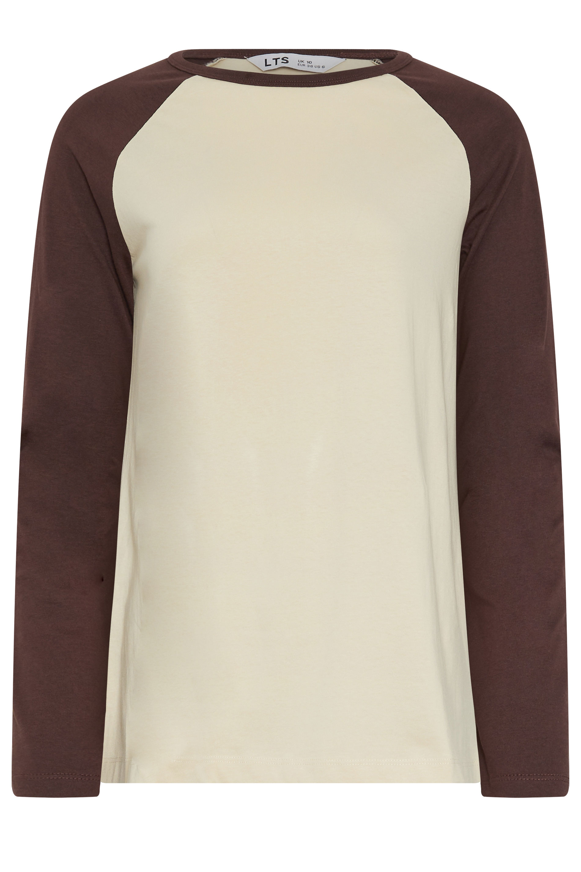 LTS Tall Women's Chocolate Brown & Ivory White Raglan Cotton T-Shirt | Long Tall Sally 5