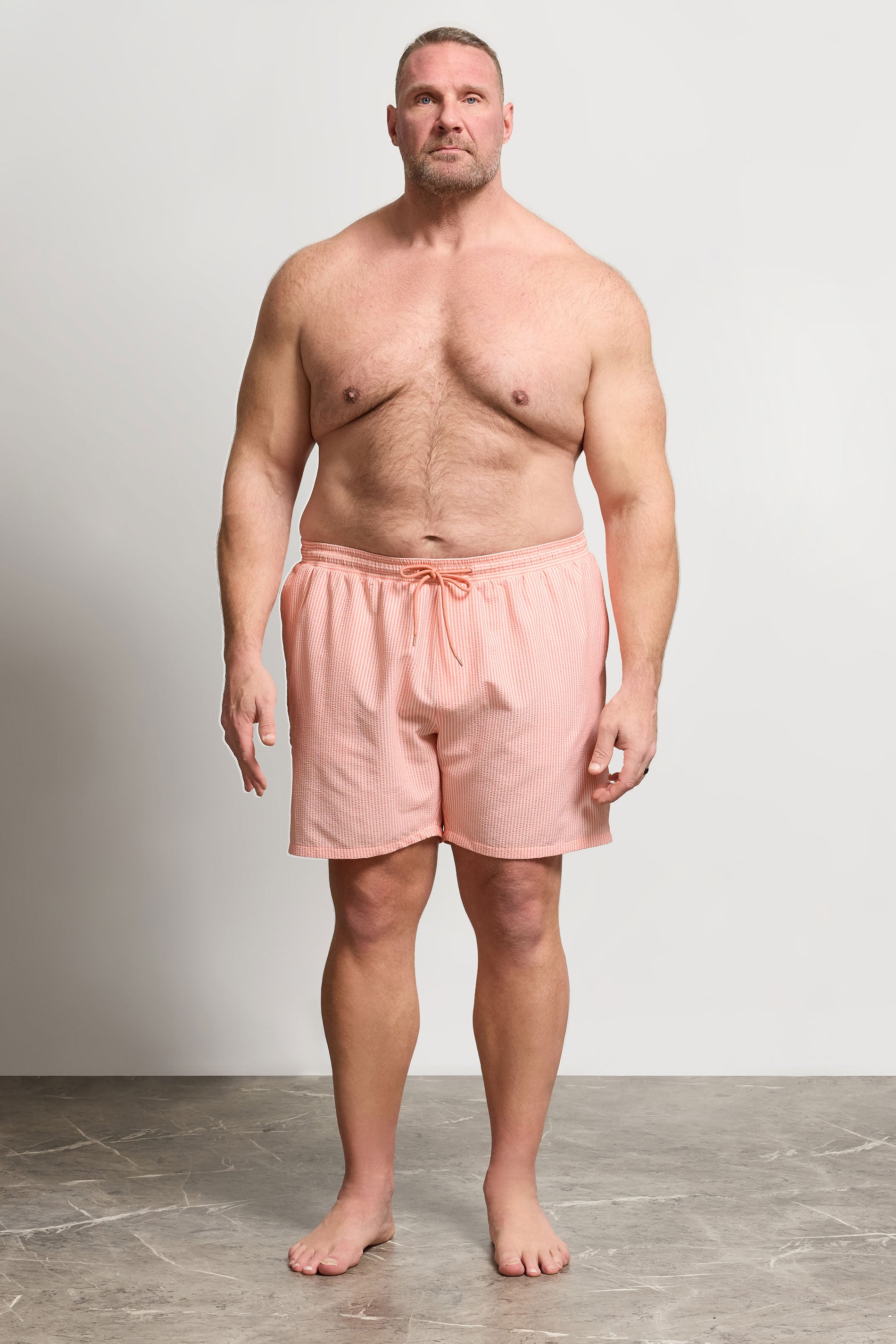 BadRhino Big & Tall Pink Stripe Seersucker Swim Shorts | BadRhino 2