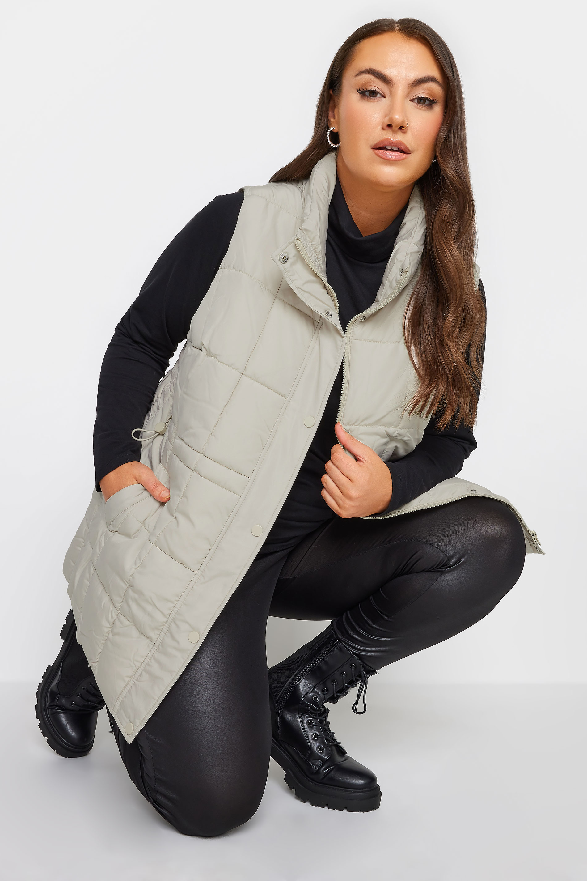 YOURS Plus Size Ivory White Quilted Lightweight Gilet | Yours Clothing 1