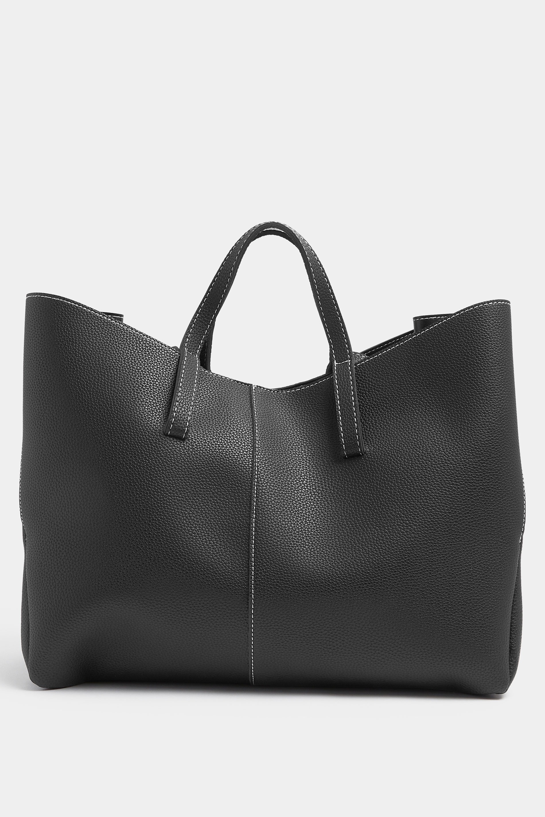 Black Faux Leather Slouchy Shoulder Bag | Yours Clothing 3