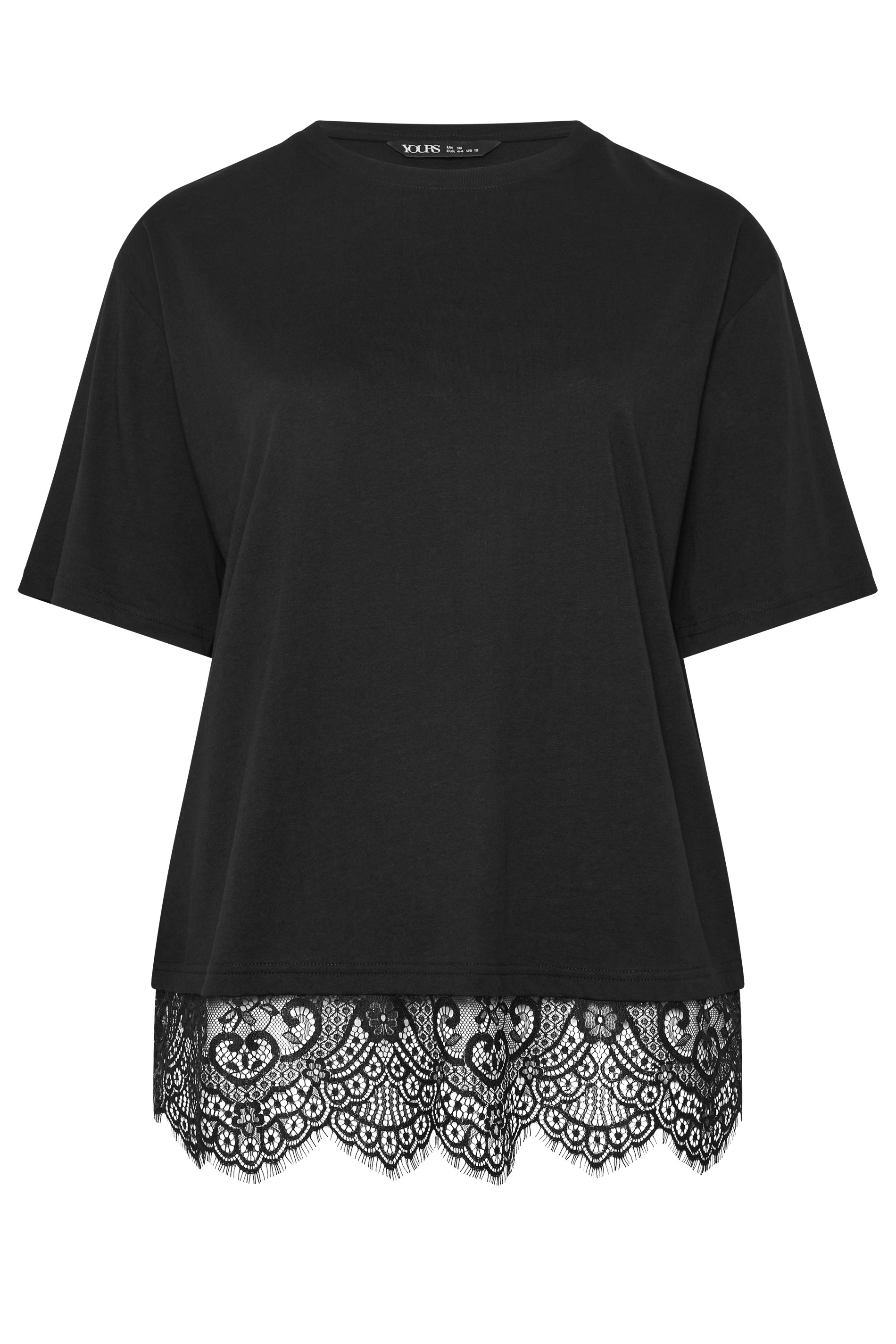 YOURS Plus Size Black Lace T-Shirt | Yours Clothing 5