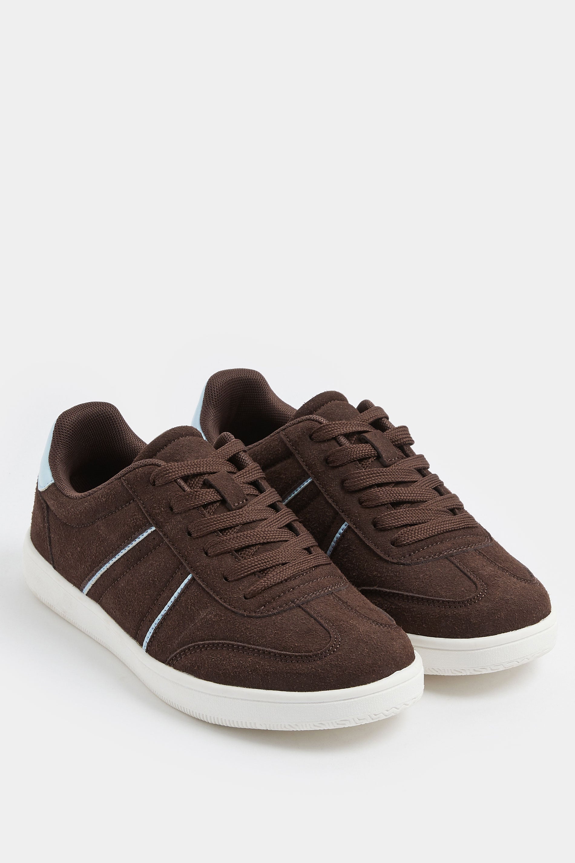 Chocolate Brown Panelled Trainers In Extra Wide EEE Fit | Yours Clothing 1