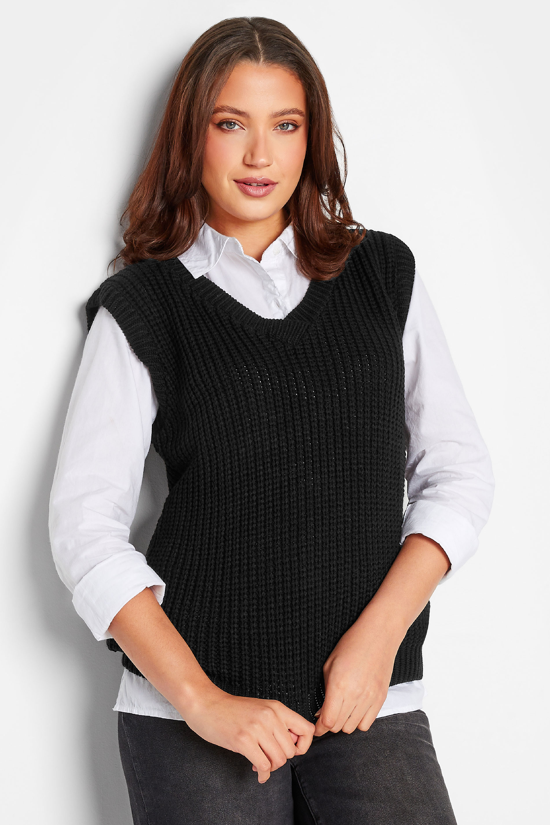 LTS Tall Women's Black Knitted Vest Top  | Long Tall Sally  1
