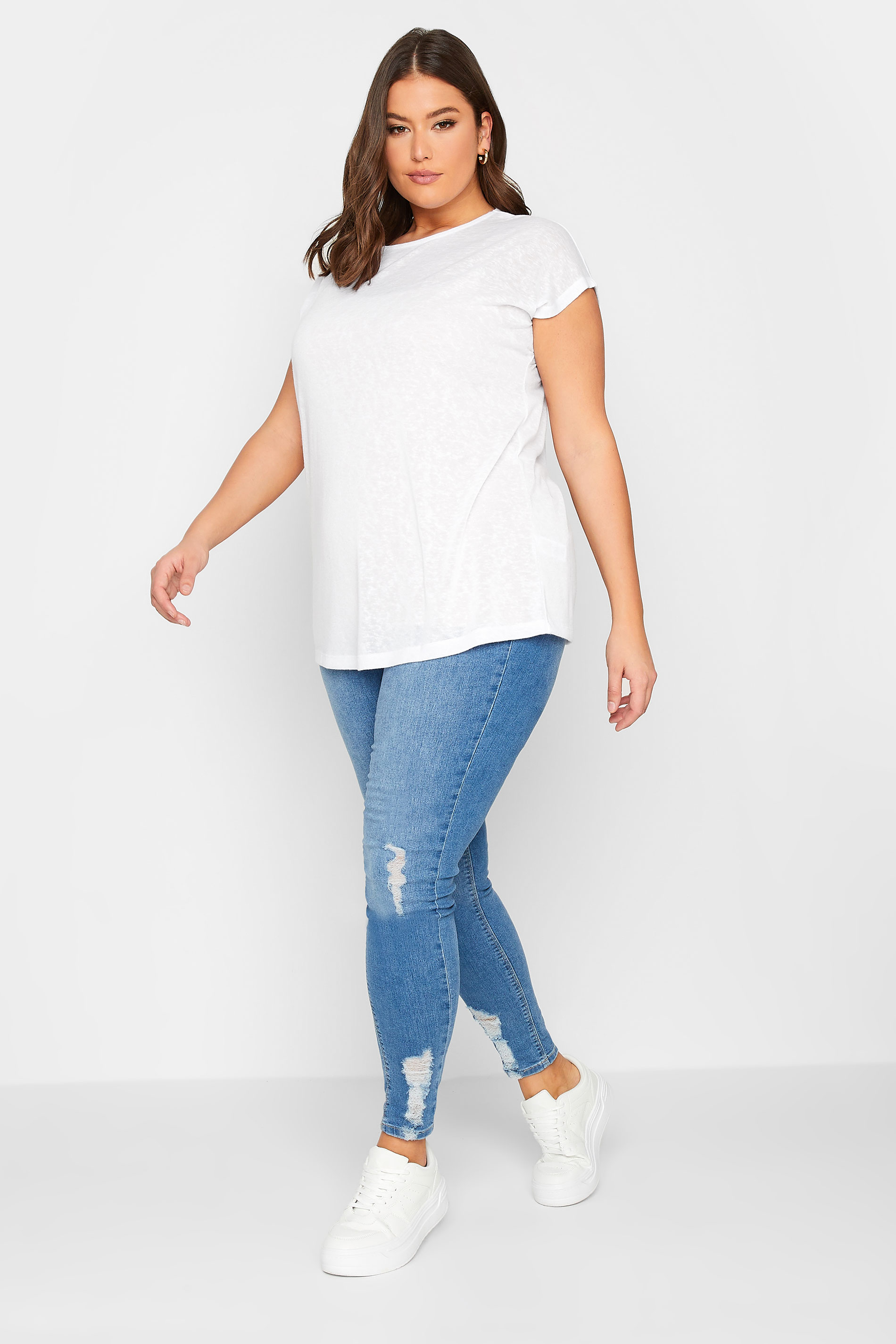 YOURS Curve Plus Size White Linen Look T-Shirt | Yours Clothing  2