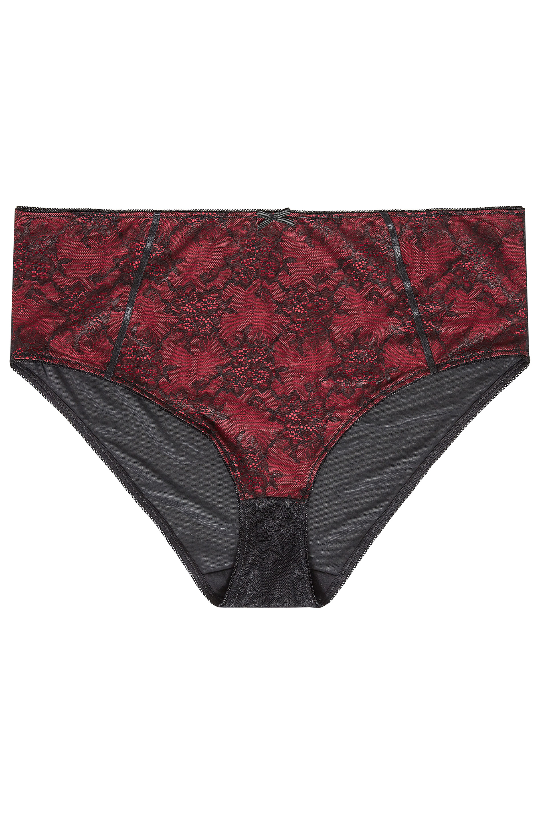 Black & Red Lace High Leg Brief | Yours Clothing 3