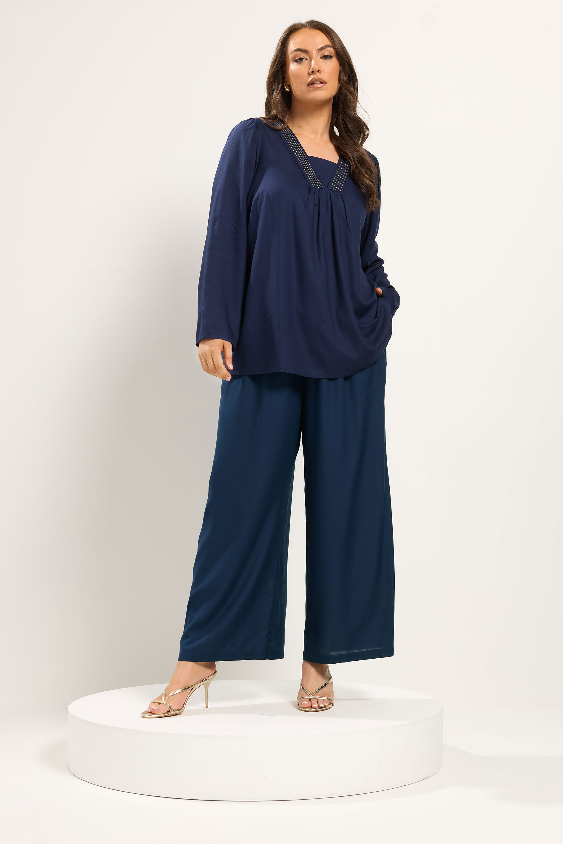 Niimee Navy Blue Kaftan Top | Yours Clothing