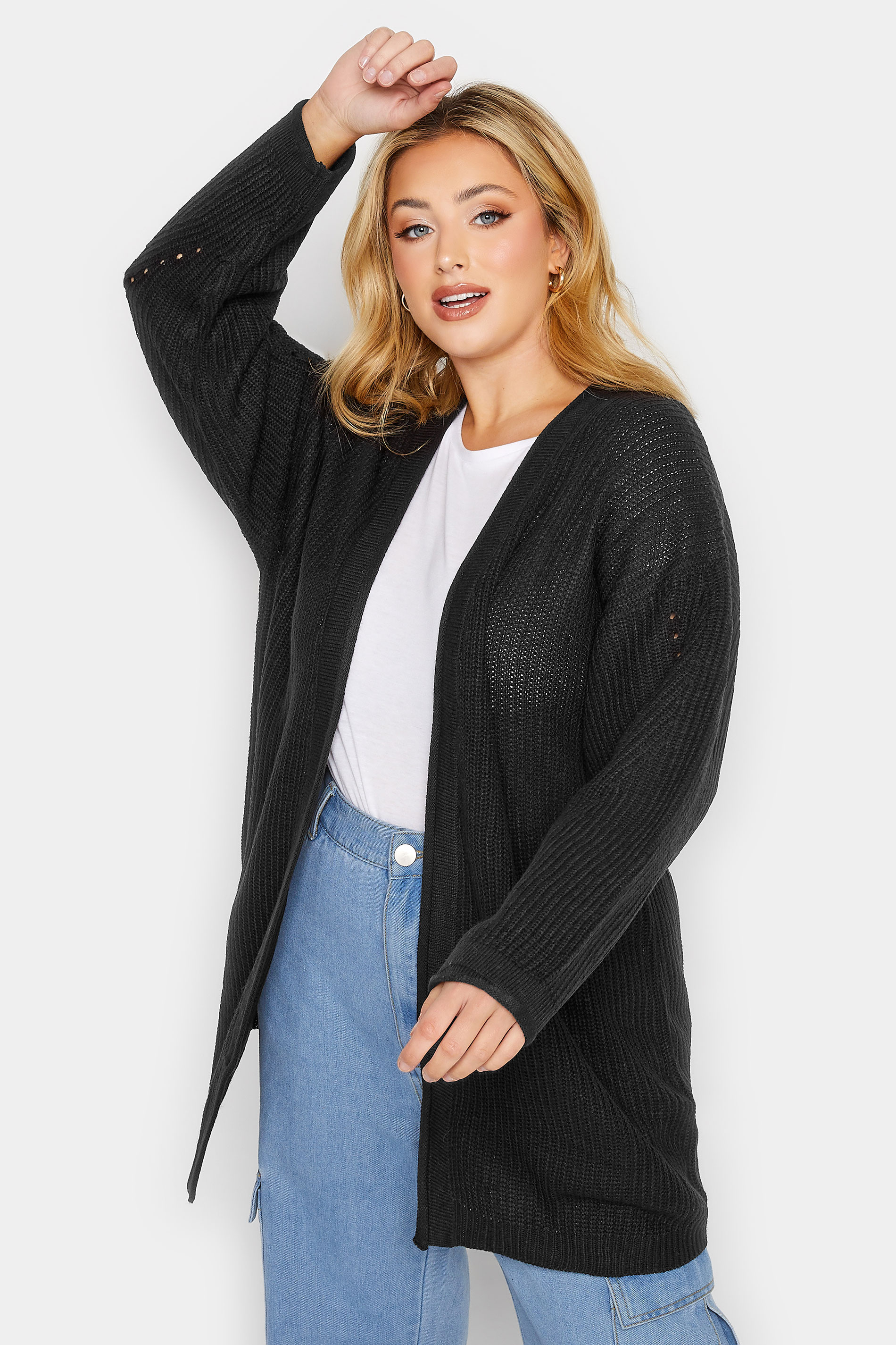 Plus Size Curve Black Essential Knitted Cardigan | Yours Clothing  1
