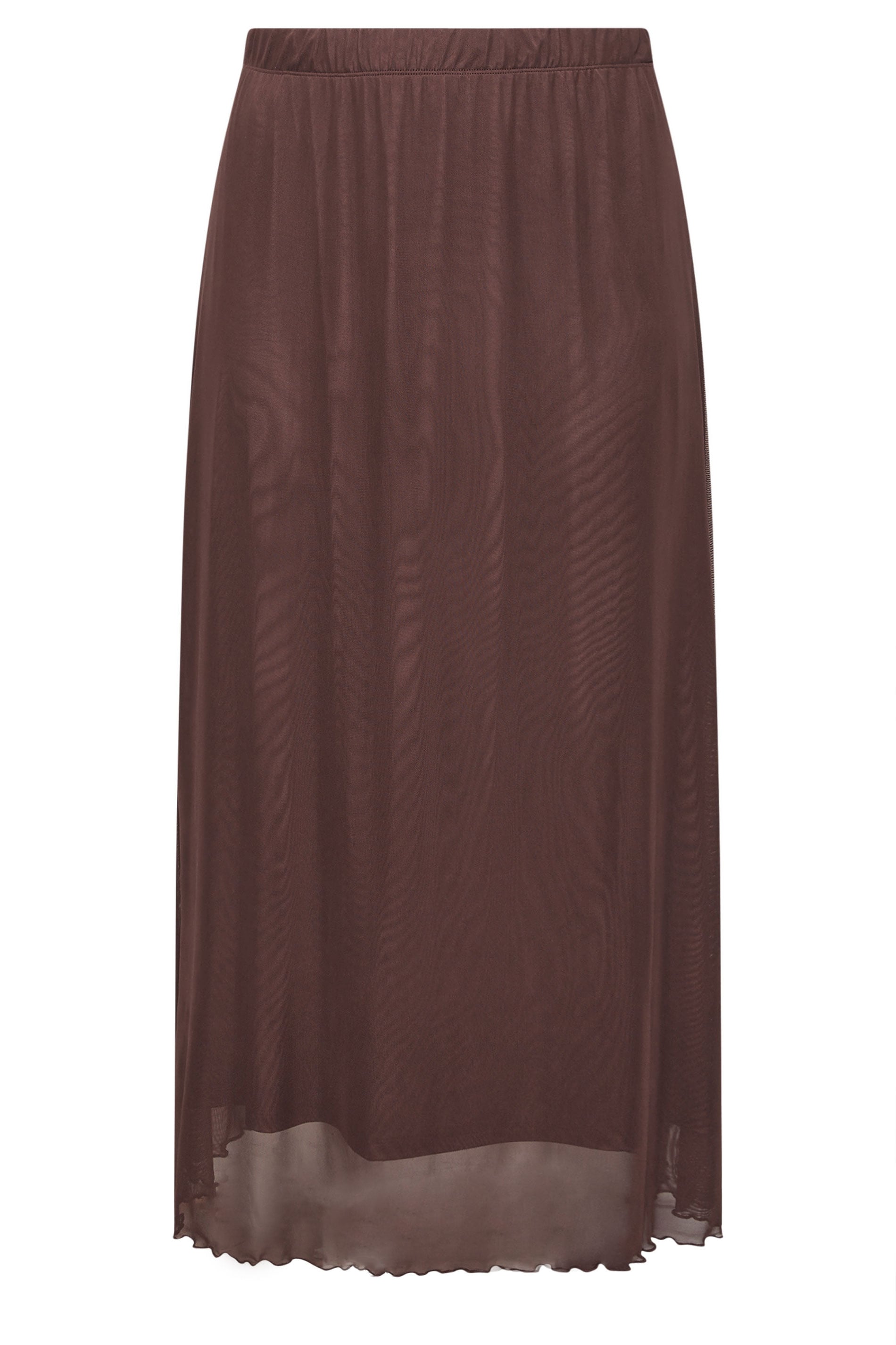 YOURS Plus Size Chocolate Brown Mesh Skirt | Yours Clothing 6