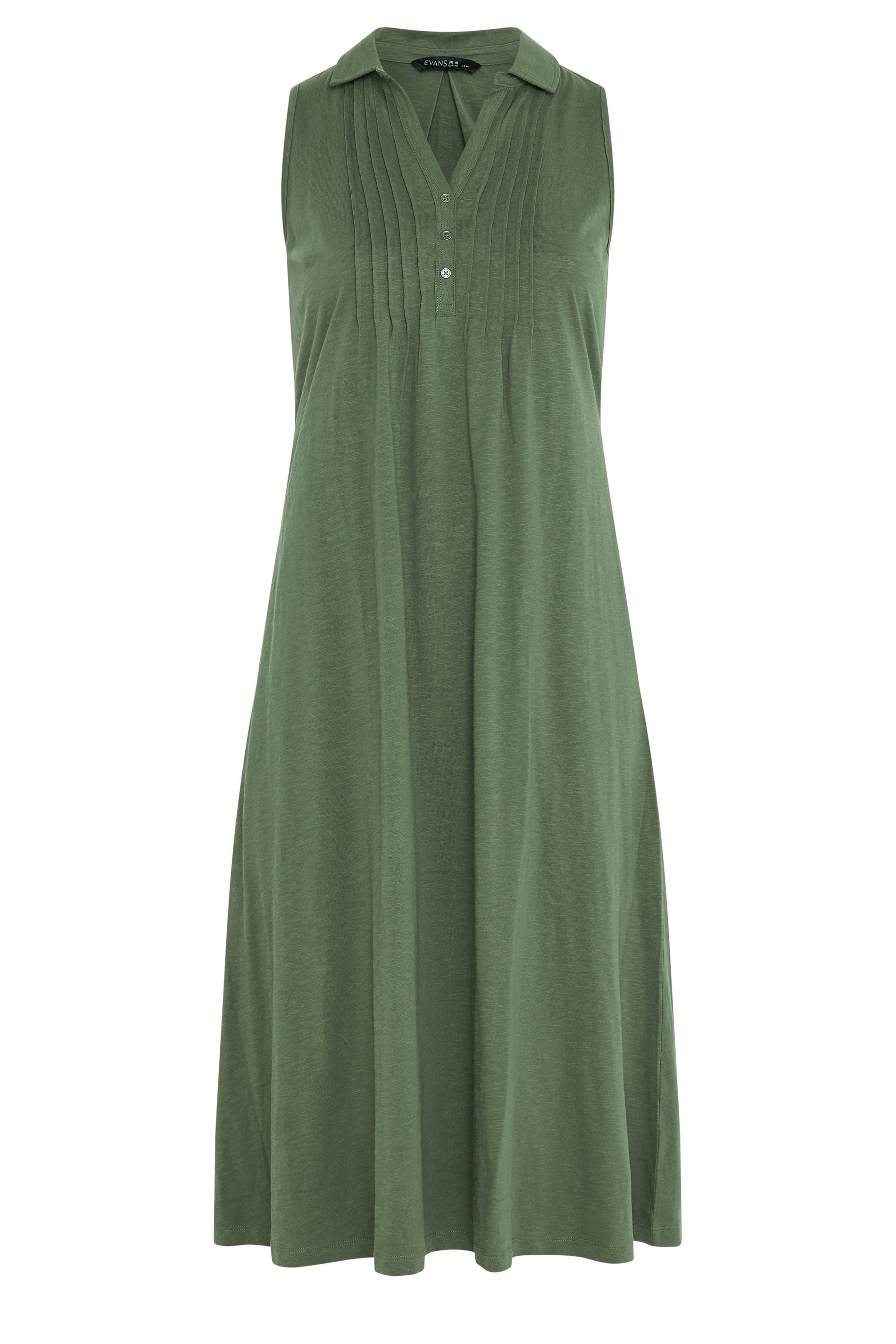 EVANS Plus Size Khaki Green Henley Maxi Dress | Evans 5