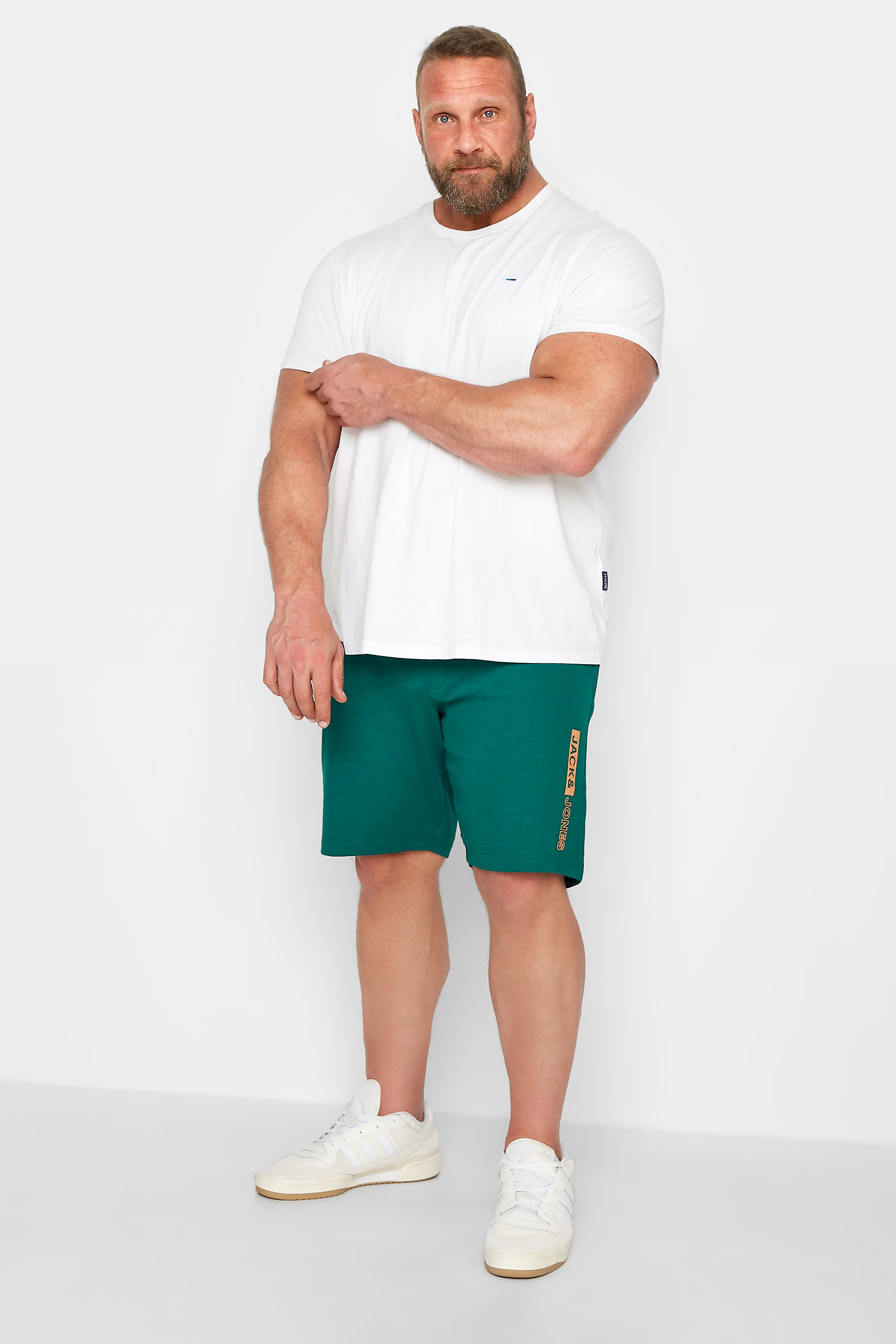 JACK & JONES Big & Tall Green Logo Jogger Shorts | BadRhino 2