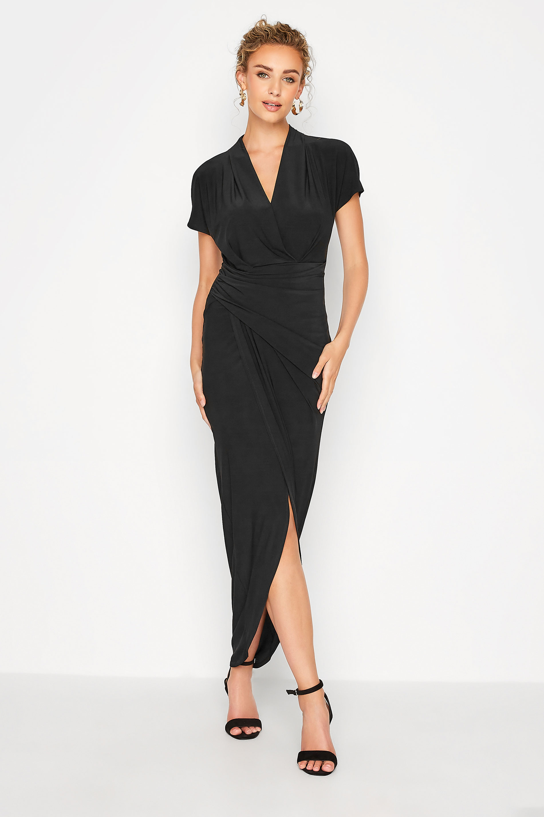 LTS Tall Women's Black Wrap Dress | Long Tall Sally 1