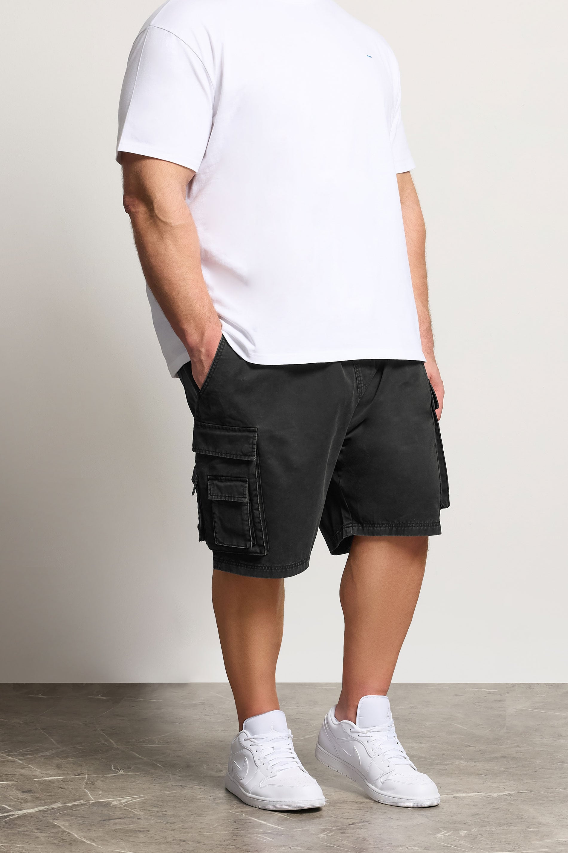 BadRhino Big & Tall Black Acid Washed Cargo Shorts | BadRhino 1