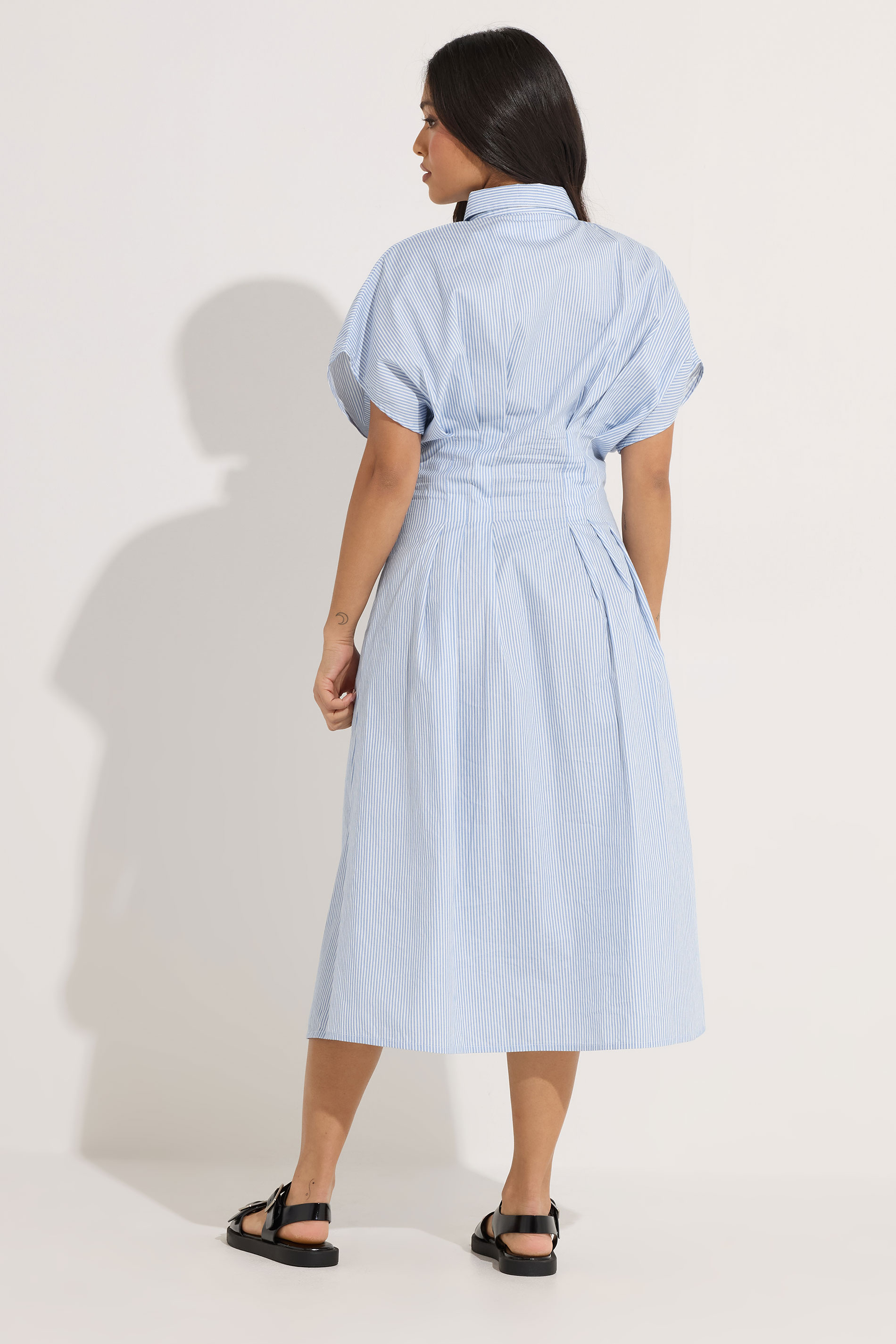 PixieGirl Petite Women's Blue Stripe Shirt Maxi Dress | PixieGirl 2
