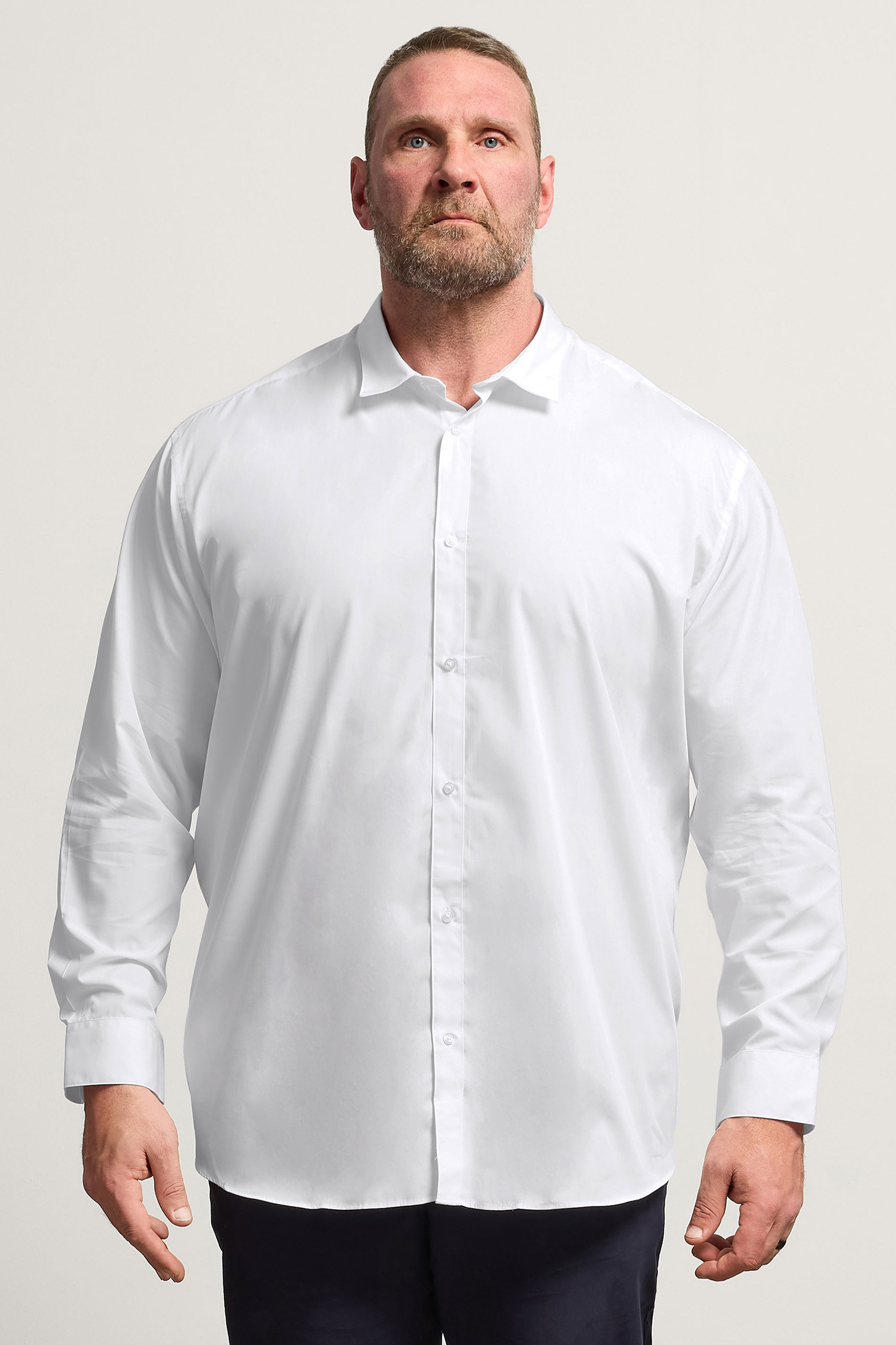 JACK & JONES Big & Tall White Long Sleeve Shirt | BadRhino 3