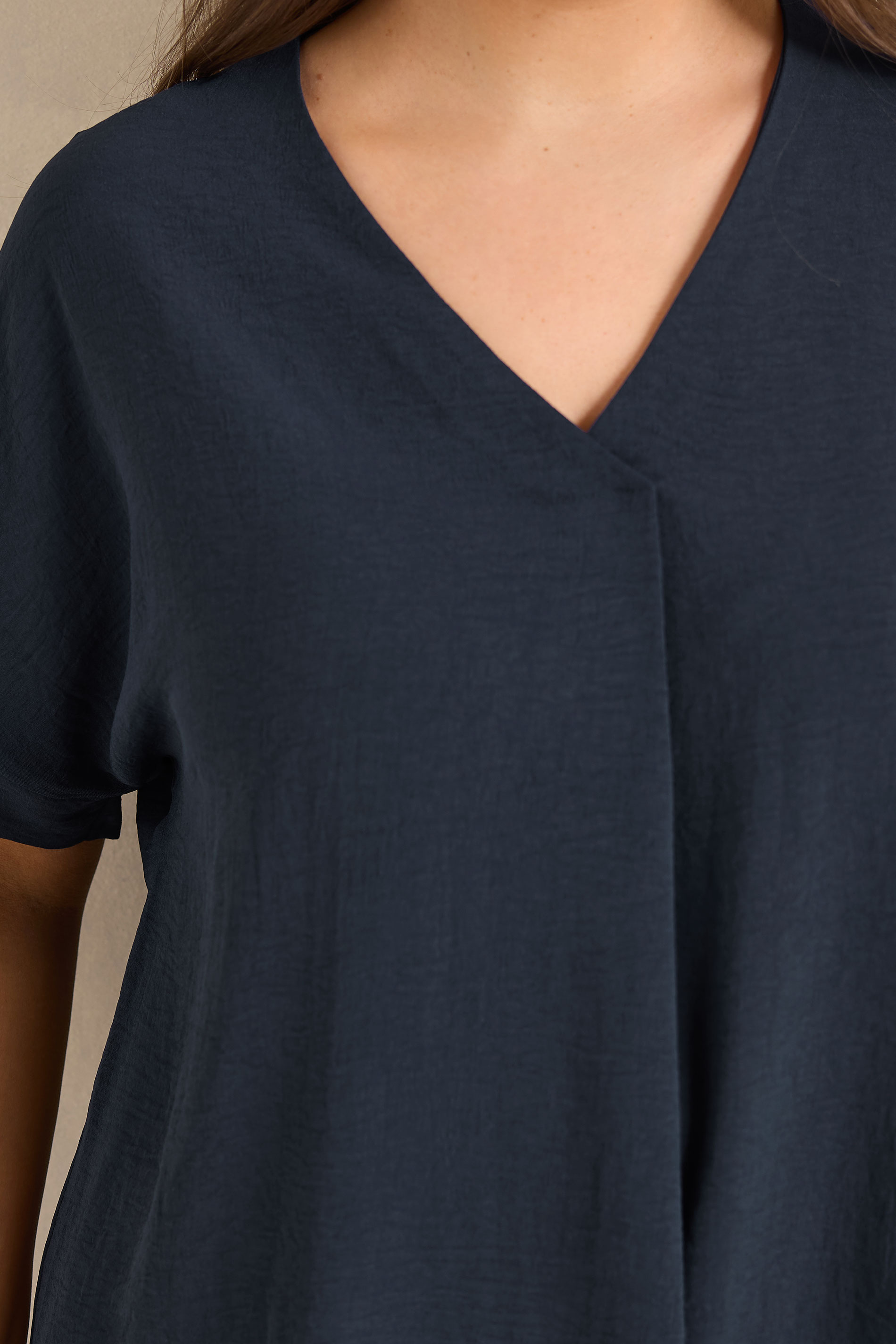 EVANS Plus Size Navy Blue Front Pleat Blouse | Evans 4