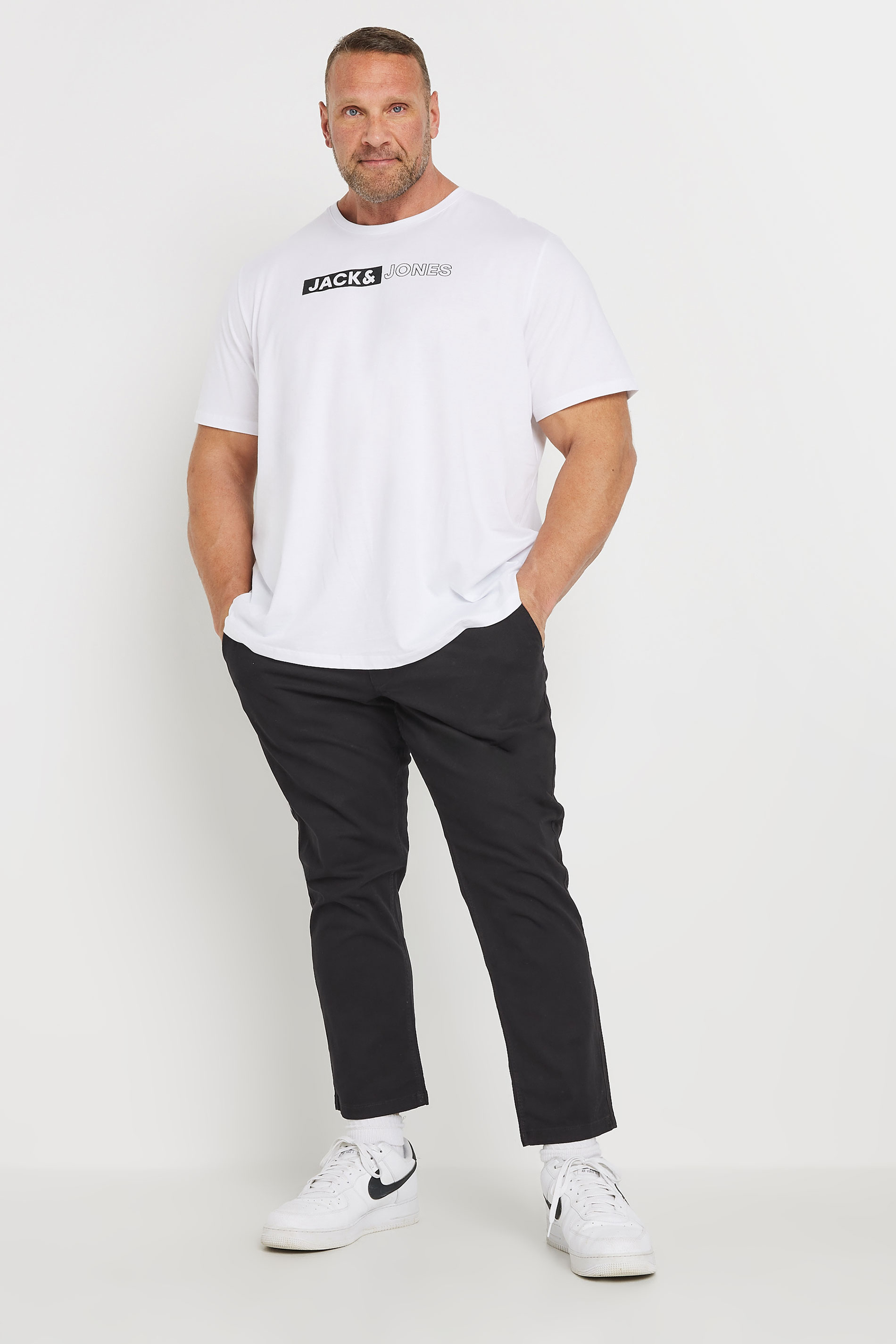 JACK & JONES Big & Tall Black 'Marco' Chino Trousers | BadRhino 1