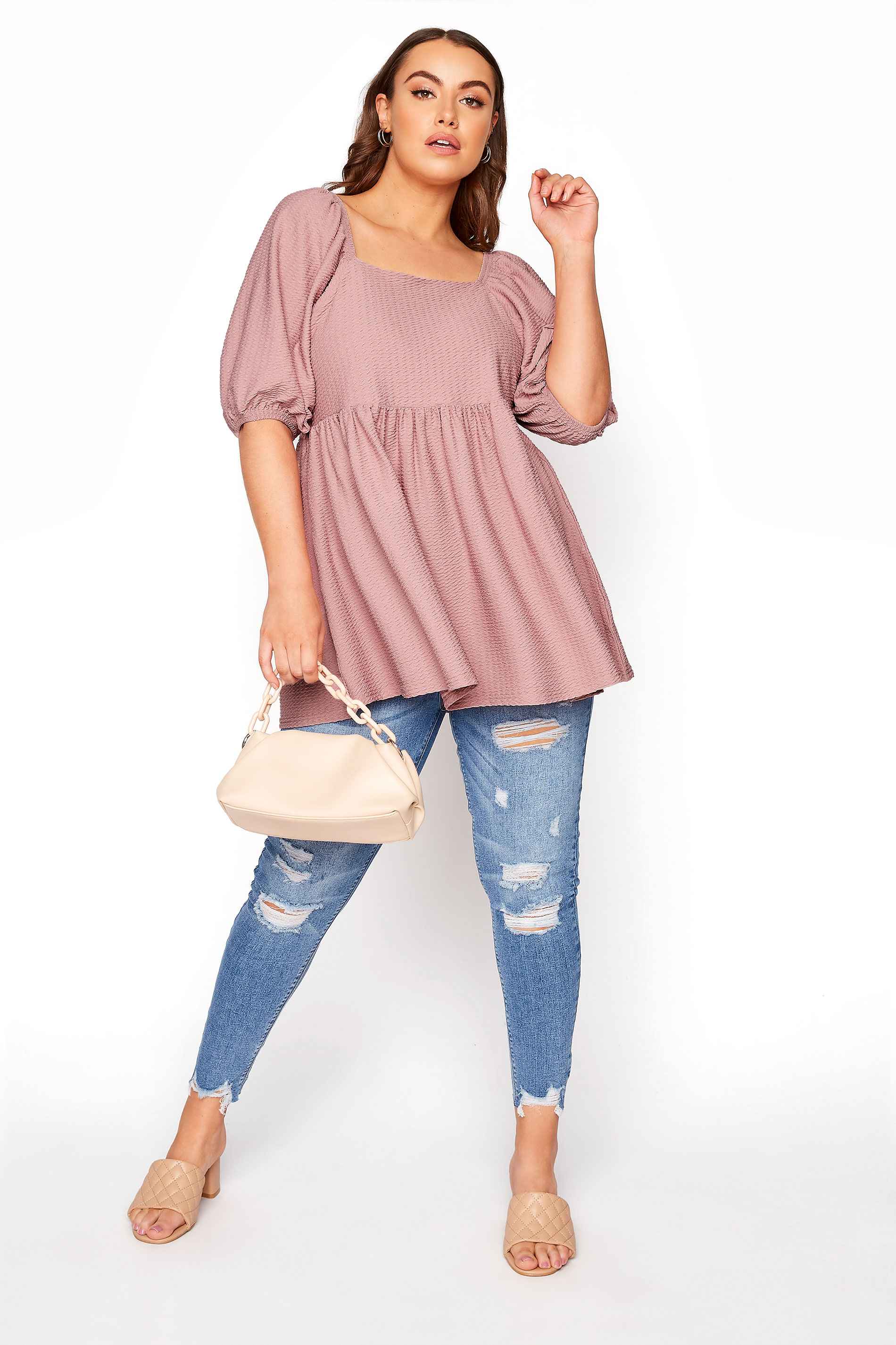 LIMITED COLLECTION  Dusky Pink Square Neck Top