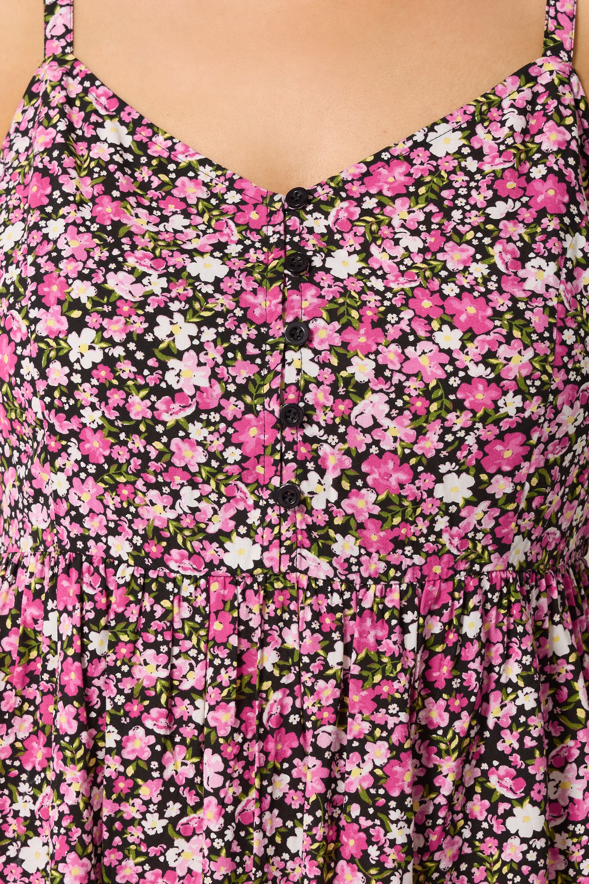 YOURS Plus Size Pink Ditsy Floral Strappy Midi Sundress | Yours Clothing 4
