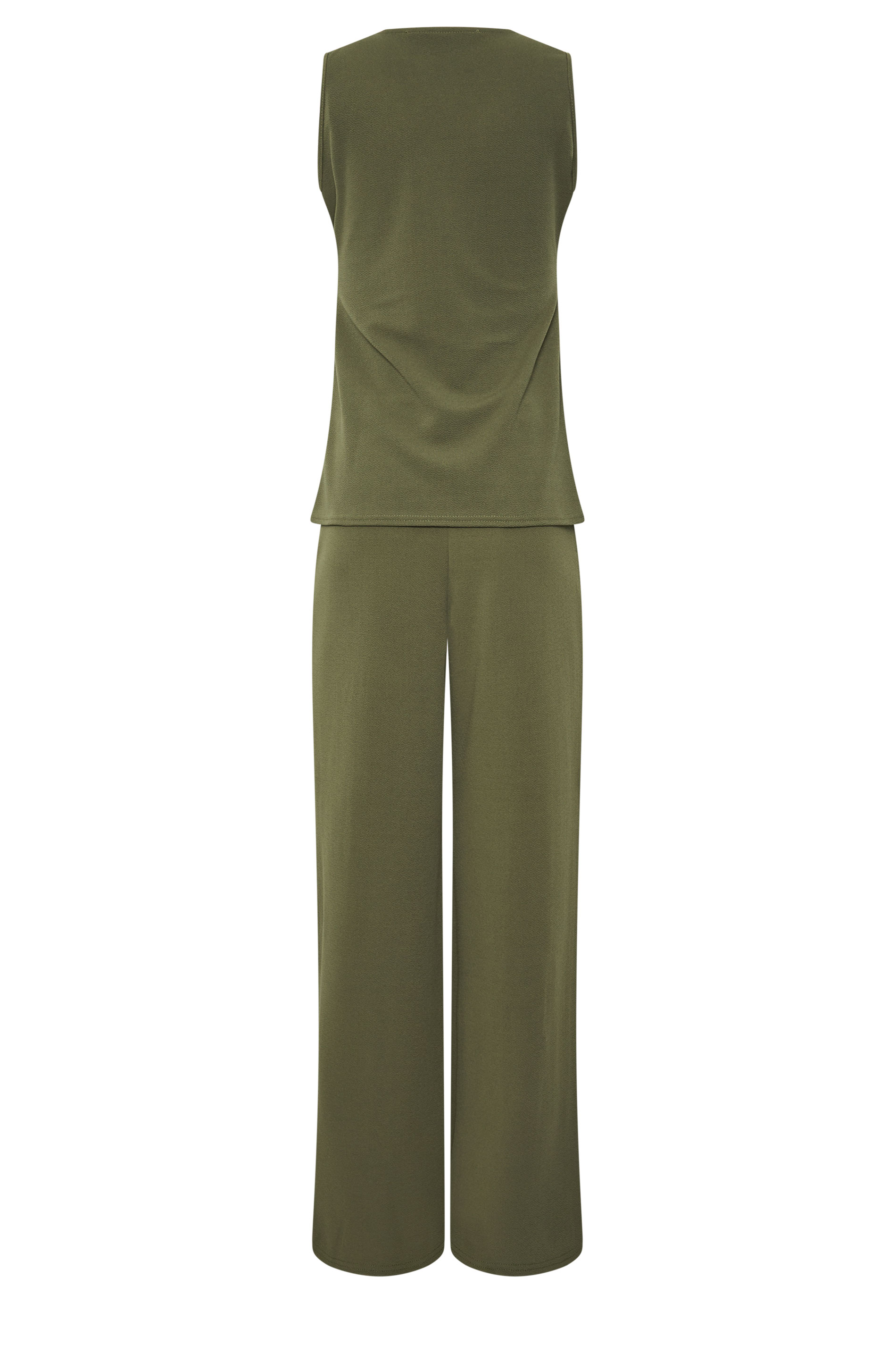 LTS Tall Women's Set Khaki Green Textured Waistcoat & Wide Leg Trousers | Long Tall Sally 6