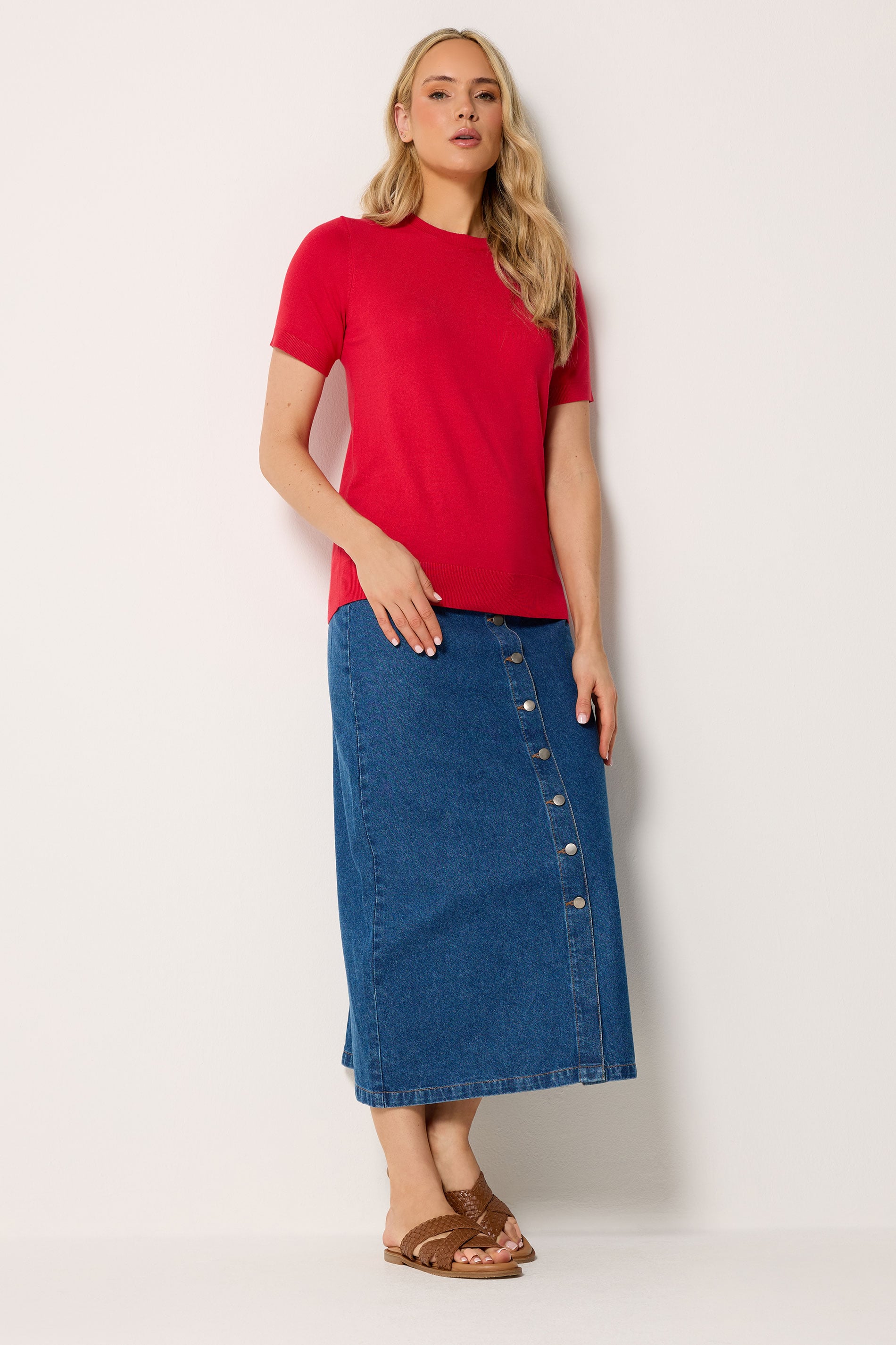 LTS Tall Women's Red Short Sleeve Knit Jumper | Long Tall Sally 2