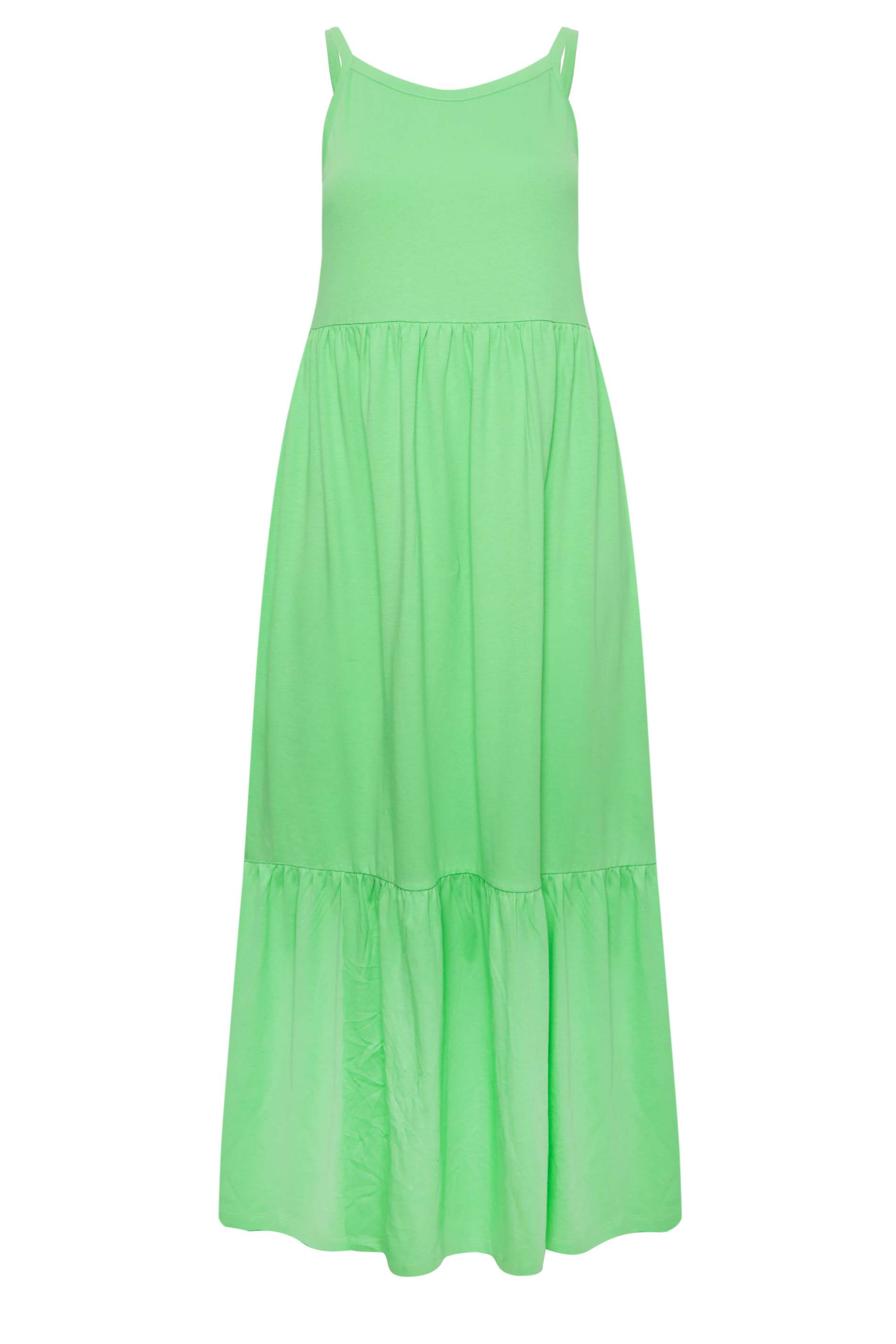 YOURS Curve Plus Size Green Tiered Maxi Sundress | Yours Clothing